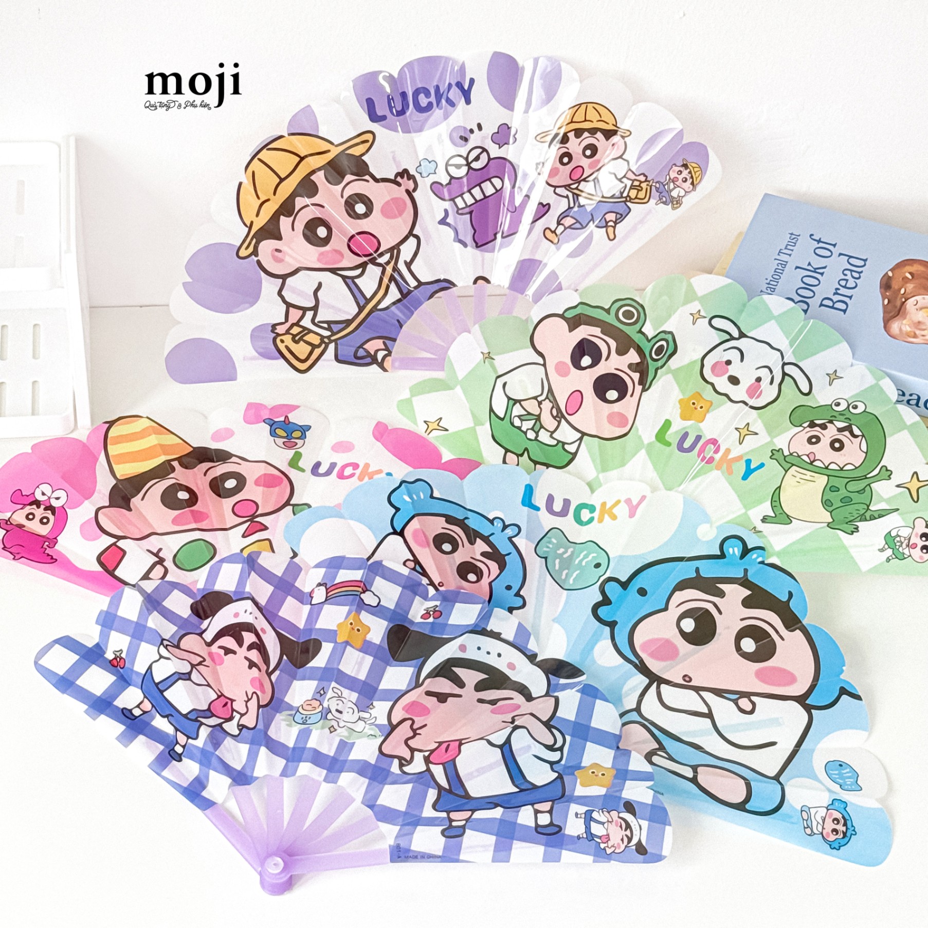 Quạt xòe MJ Shinchan cosplay time good lucky