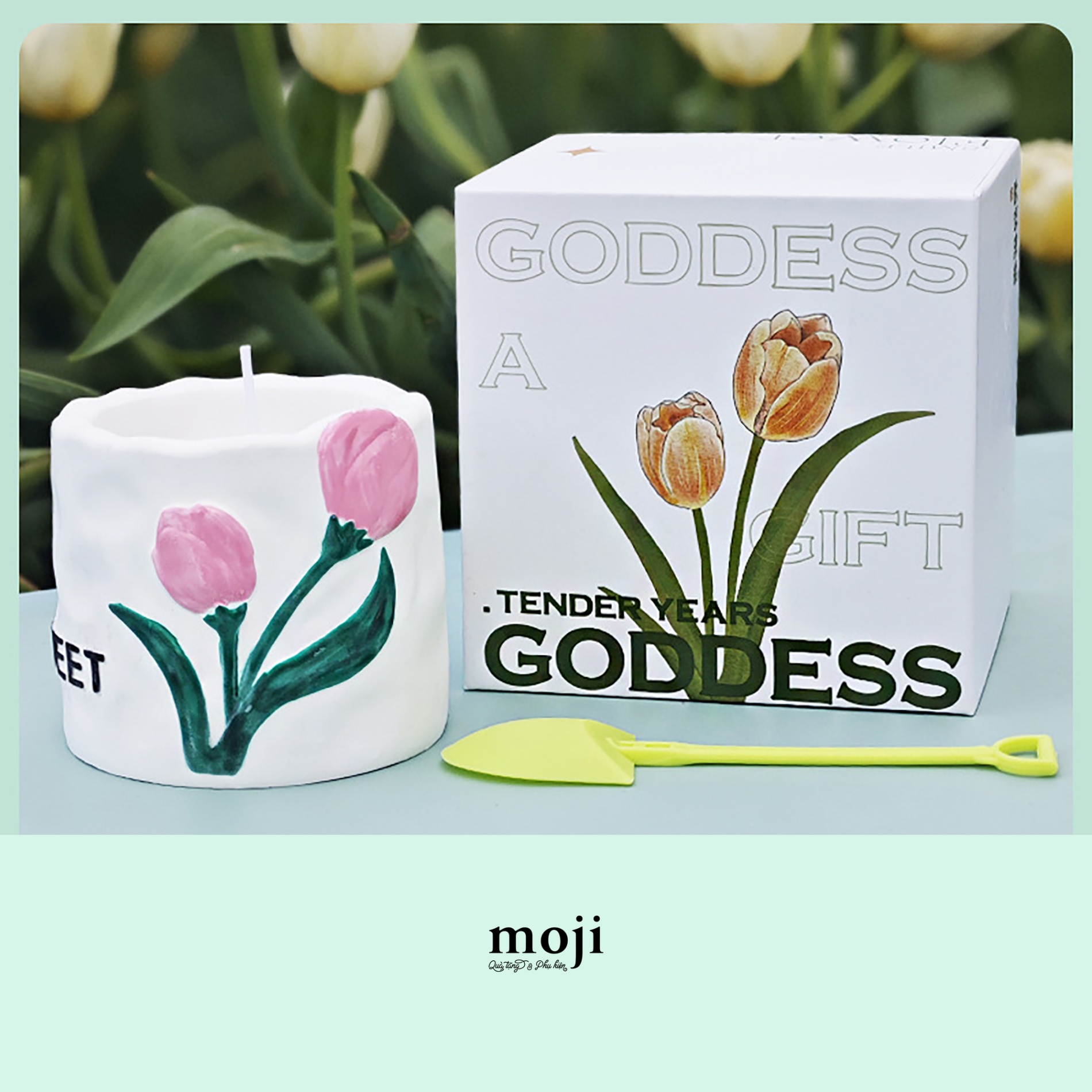 Nến thơm hũ Sweet tulip flower with fruit mandarin kèm túi hộp hạt giống 7x7