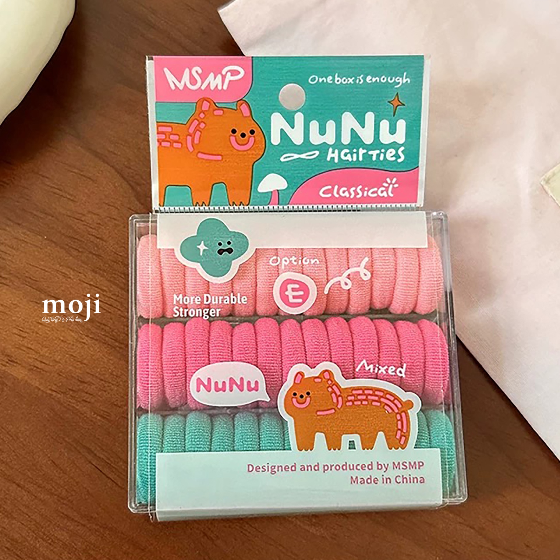 Buộc tóc set38 Basic color kẻ sọc phối màu