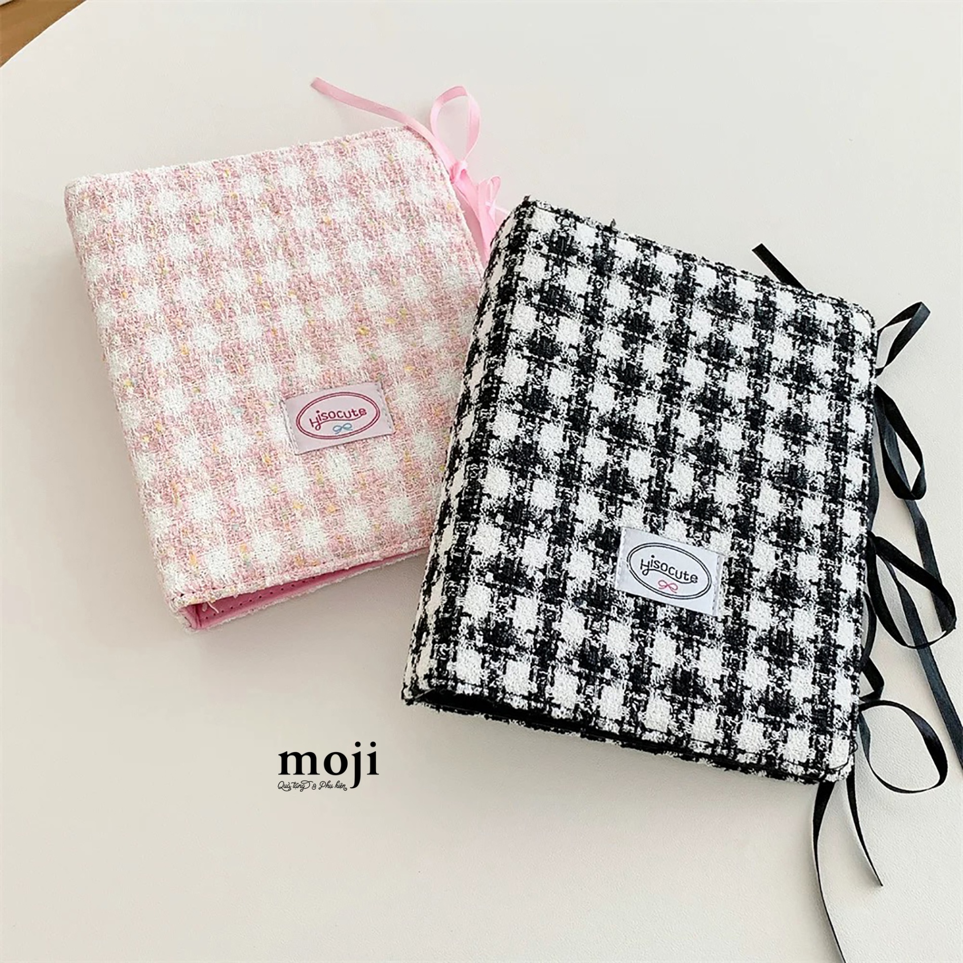 Album ảnh đựng card Vải tweed kẻ ô thắt nơ 5x19x23