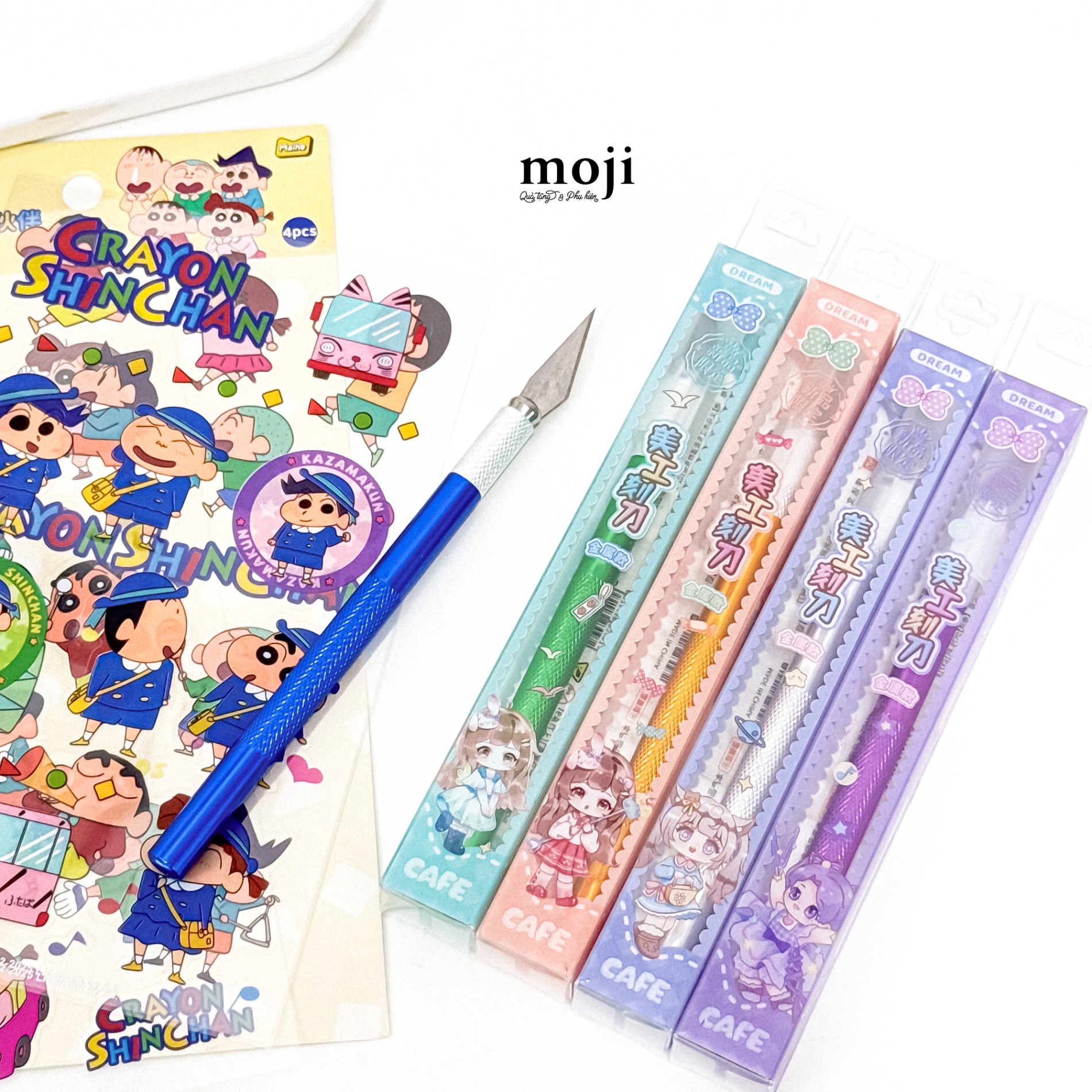 Dụng cụ rọc giấy kèm cắt tape Little girl cafe mắt long lanh
