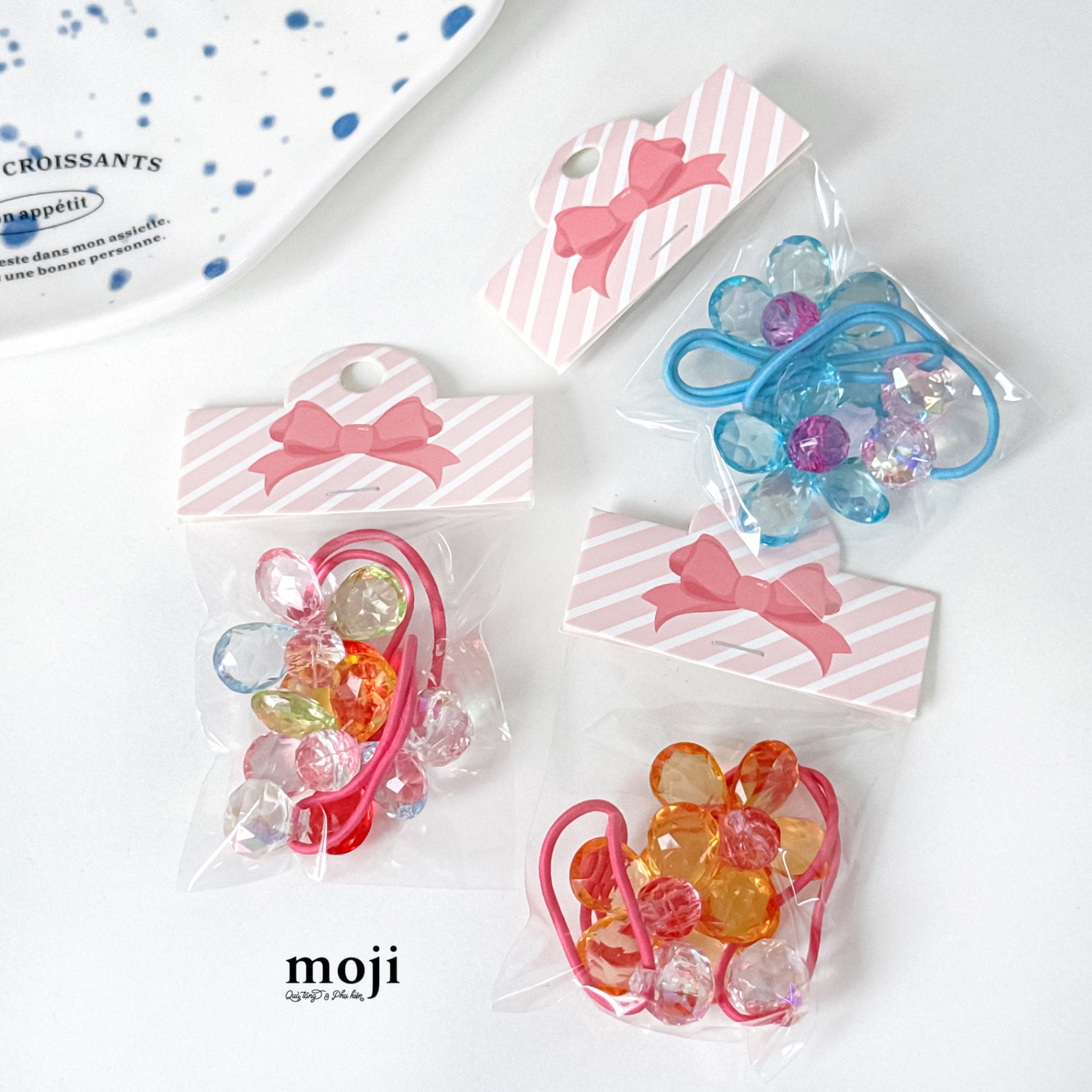 Buộc tóc set2 Colorful flower hoa màu sắc hình khối