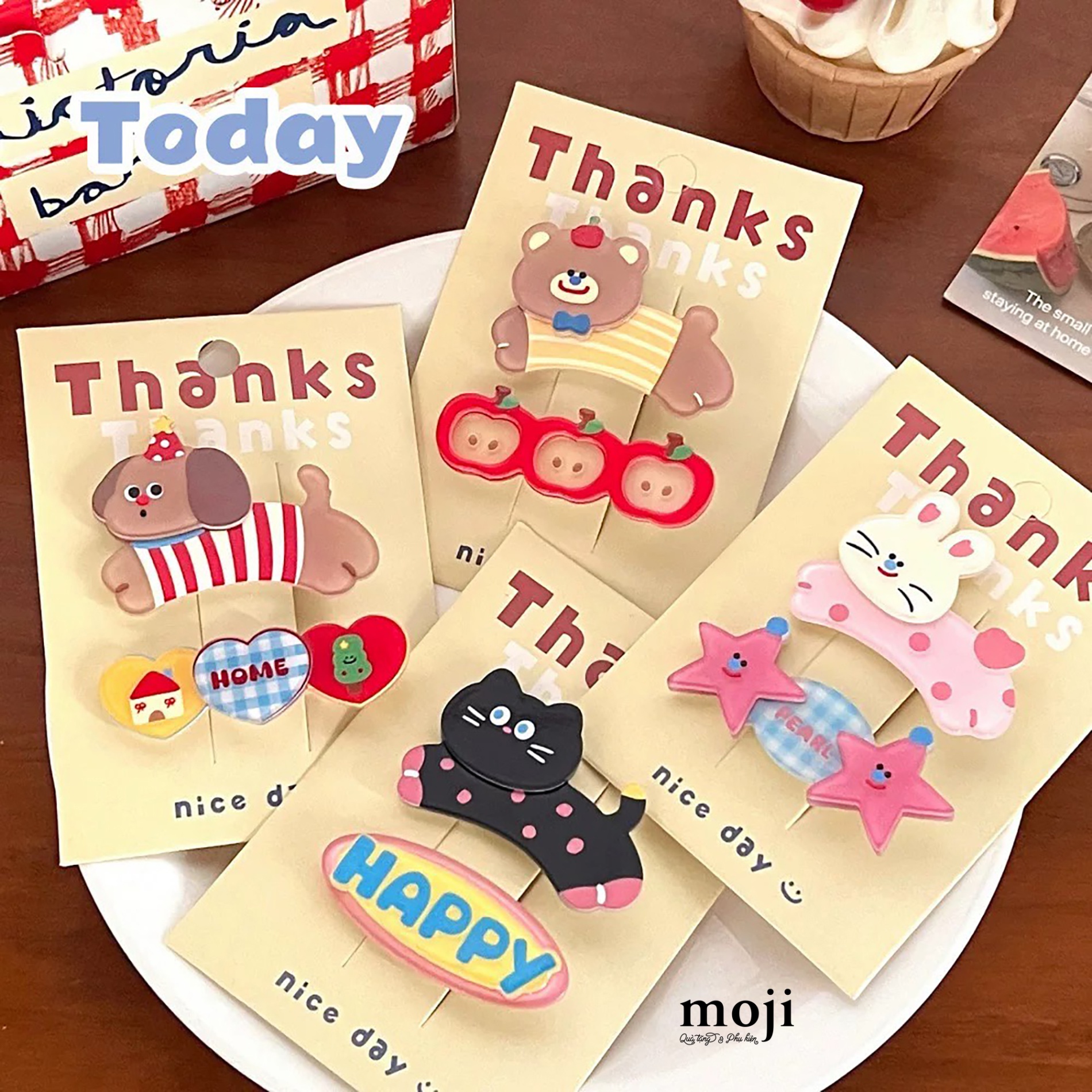 Kẹp tóc MJ Cute animal jump happy home fruit pearl star set2