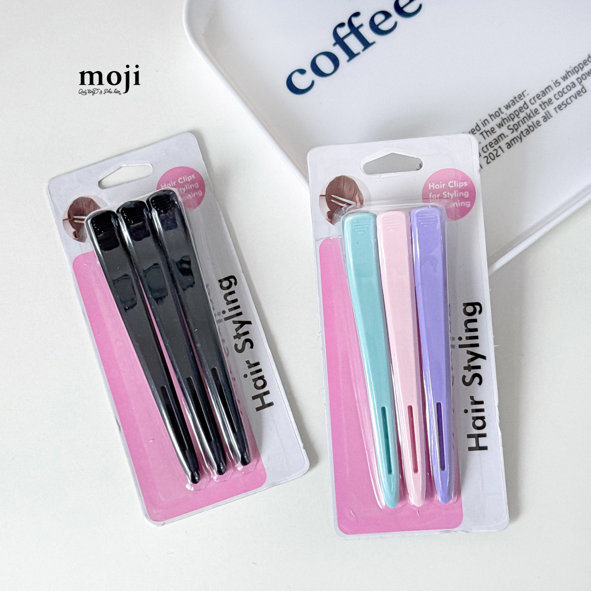 Kẹp tóc trang điểm Basic color đường kẻ rỗng nhỏ set3
