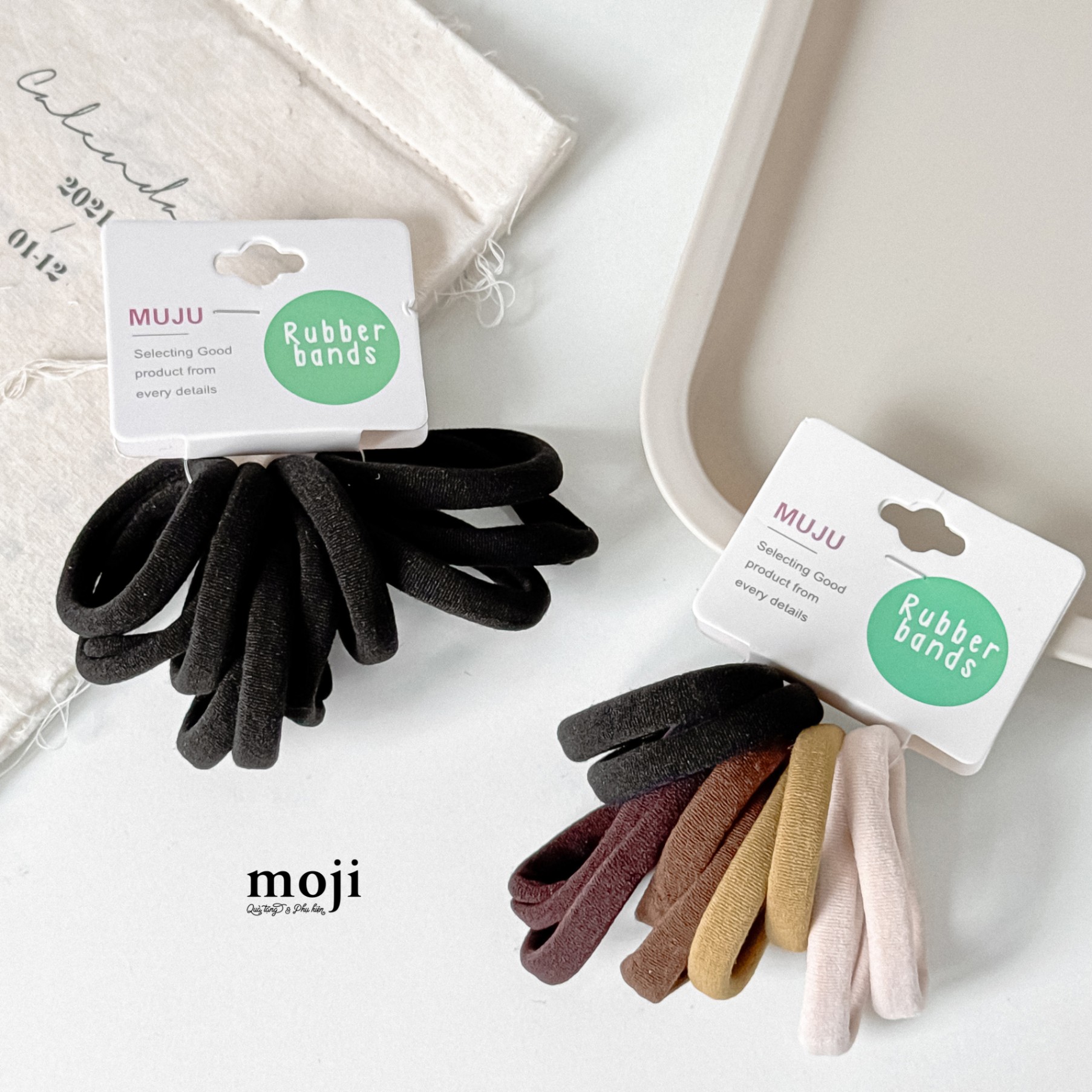 Buộc tóc set10 Basic color kẻ sọc
