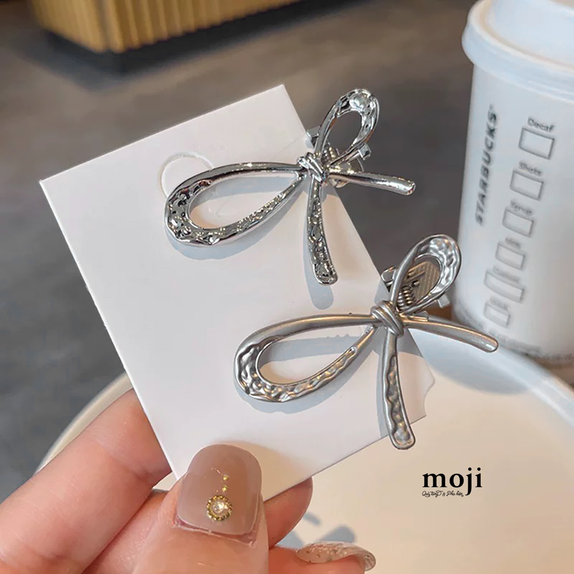 Kẹp tóc MJ Bow nơ viền họa tiết