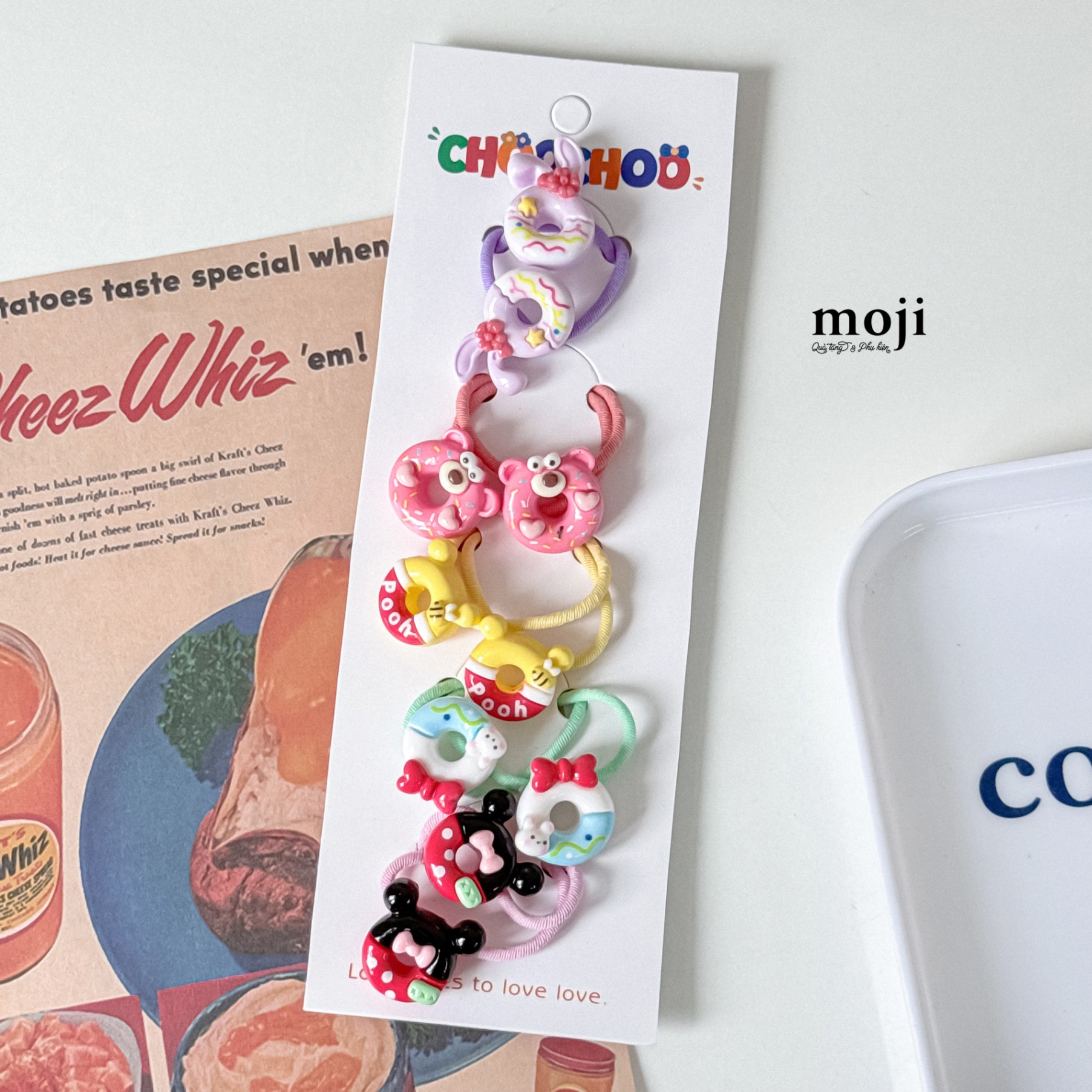 Buộc tóc set10 Cartoon donut có tai