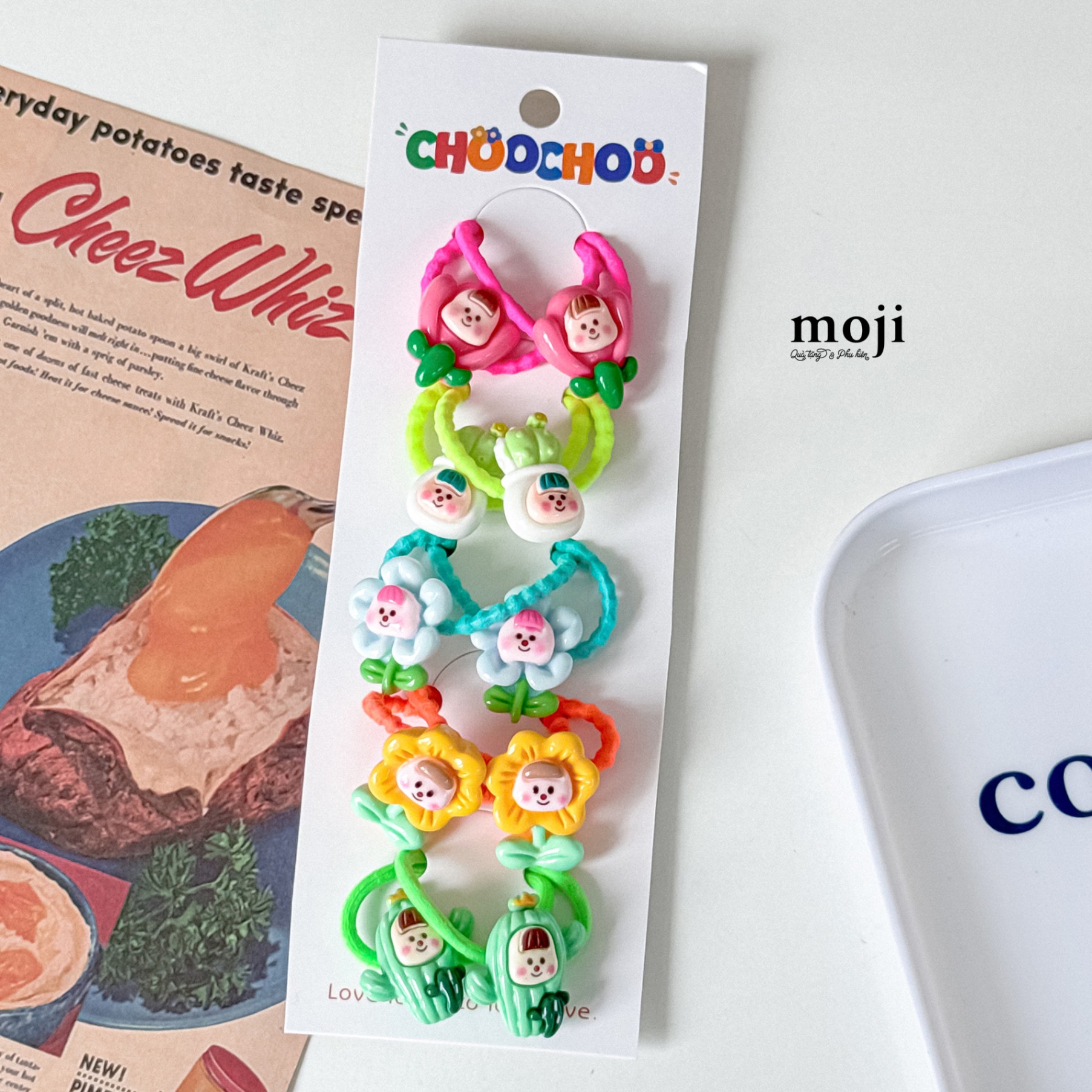 Buộc tóc set10 Cartoon face cosplay flower cactus xương rồng
