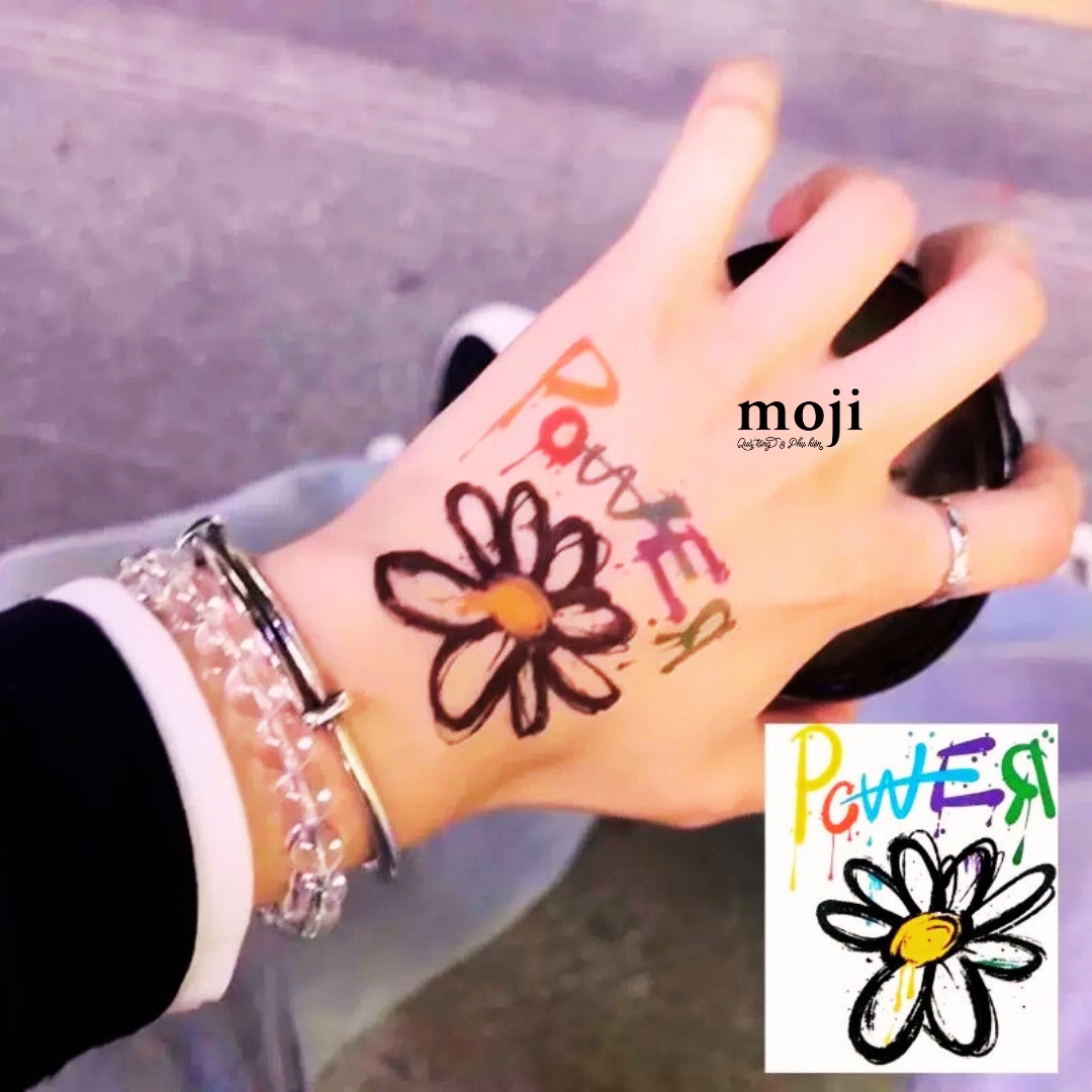 Tattoo Power daisy flower cánh khuyết