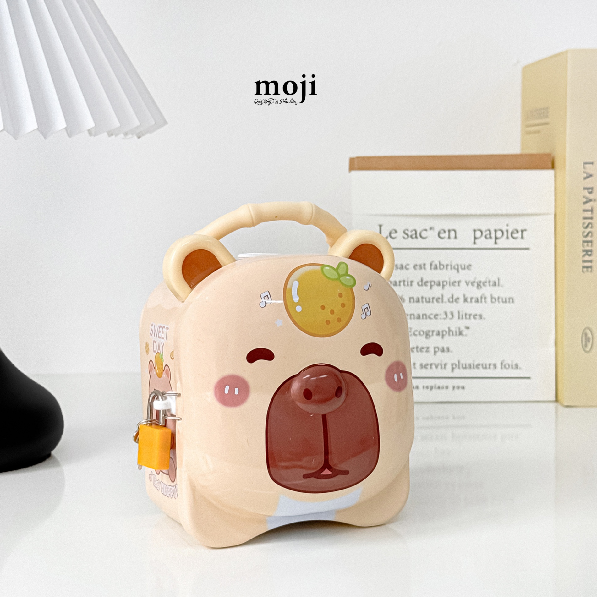 Ống tiết kiệm kèm 2 chìa khóa Capybara fruit sweet day be happy 8x10x12