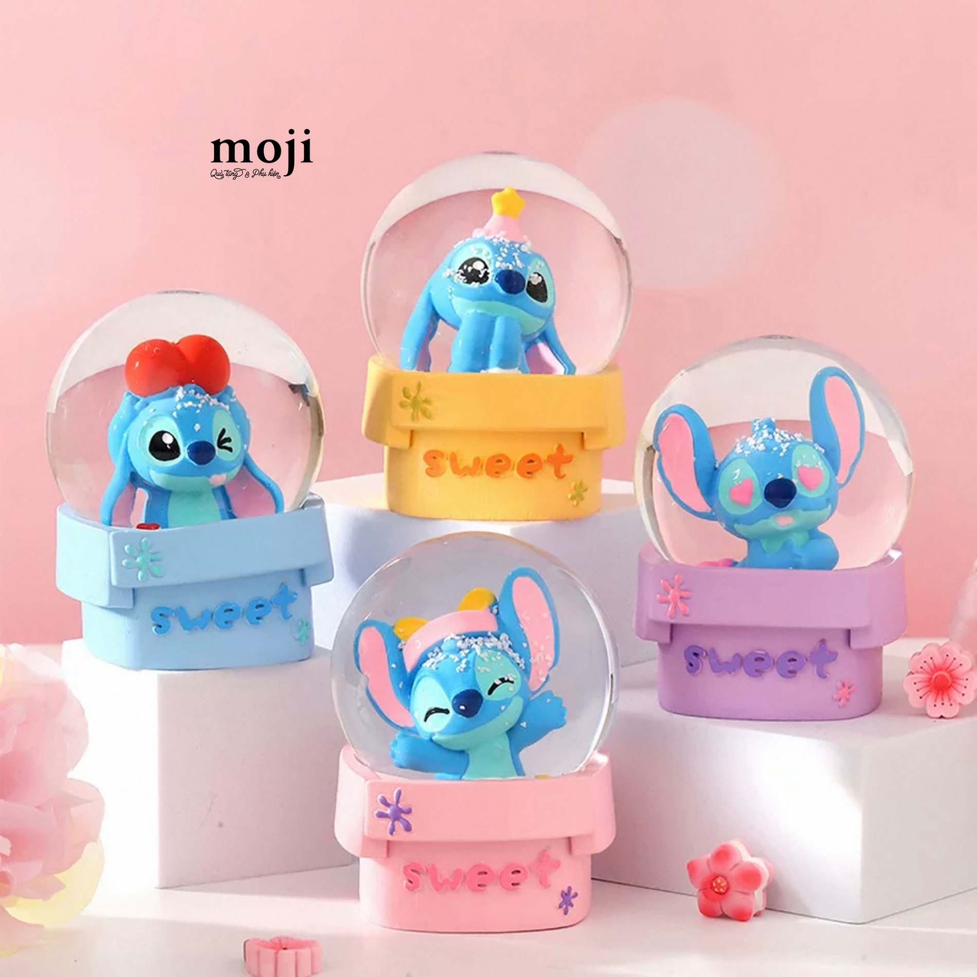 Quả cầu tuyết Stitch sweet có đèn 4x4x6