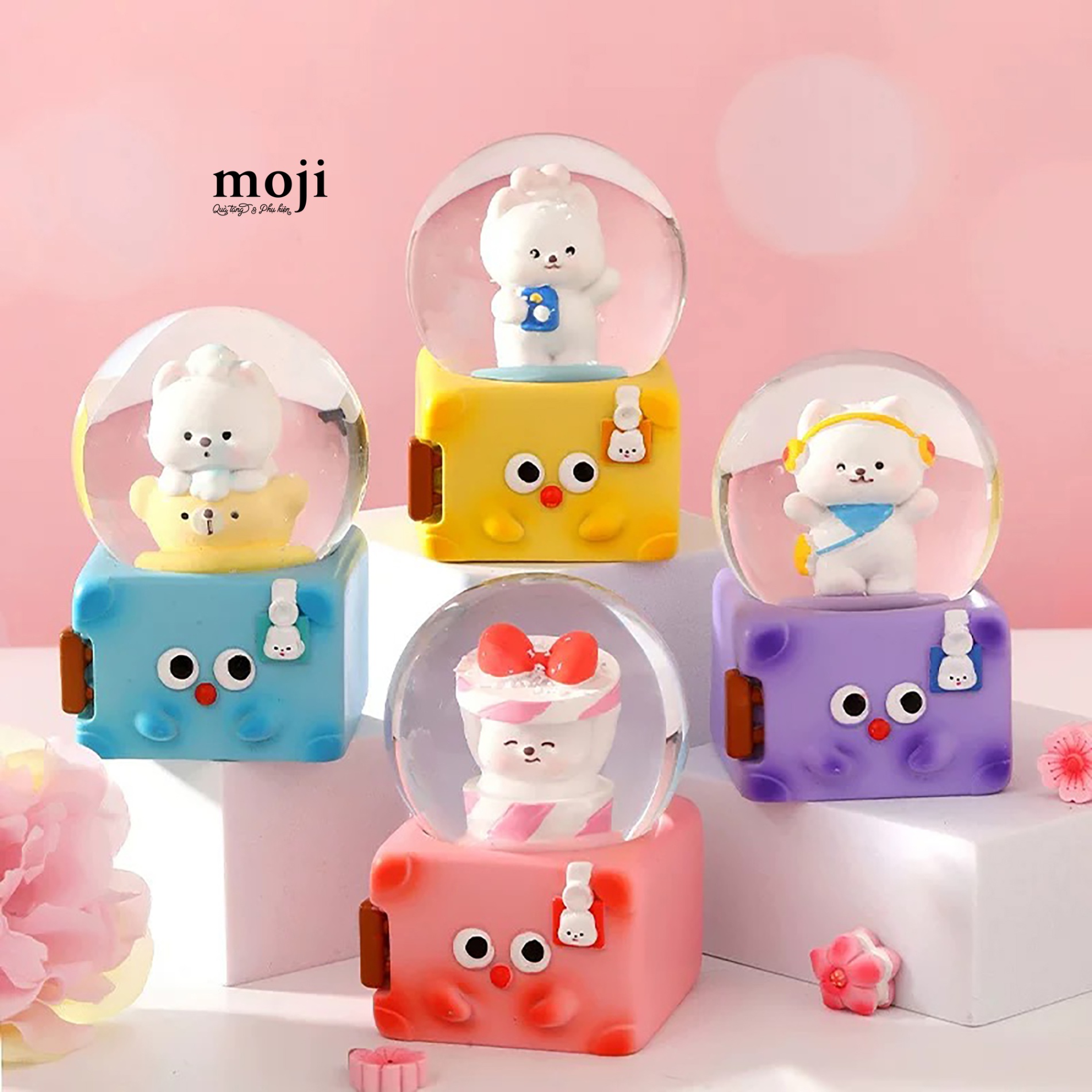 Quả cầu tuyết Cute dog luggage có đèn 4x4x6