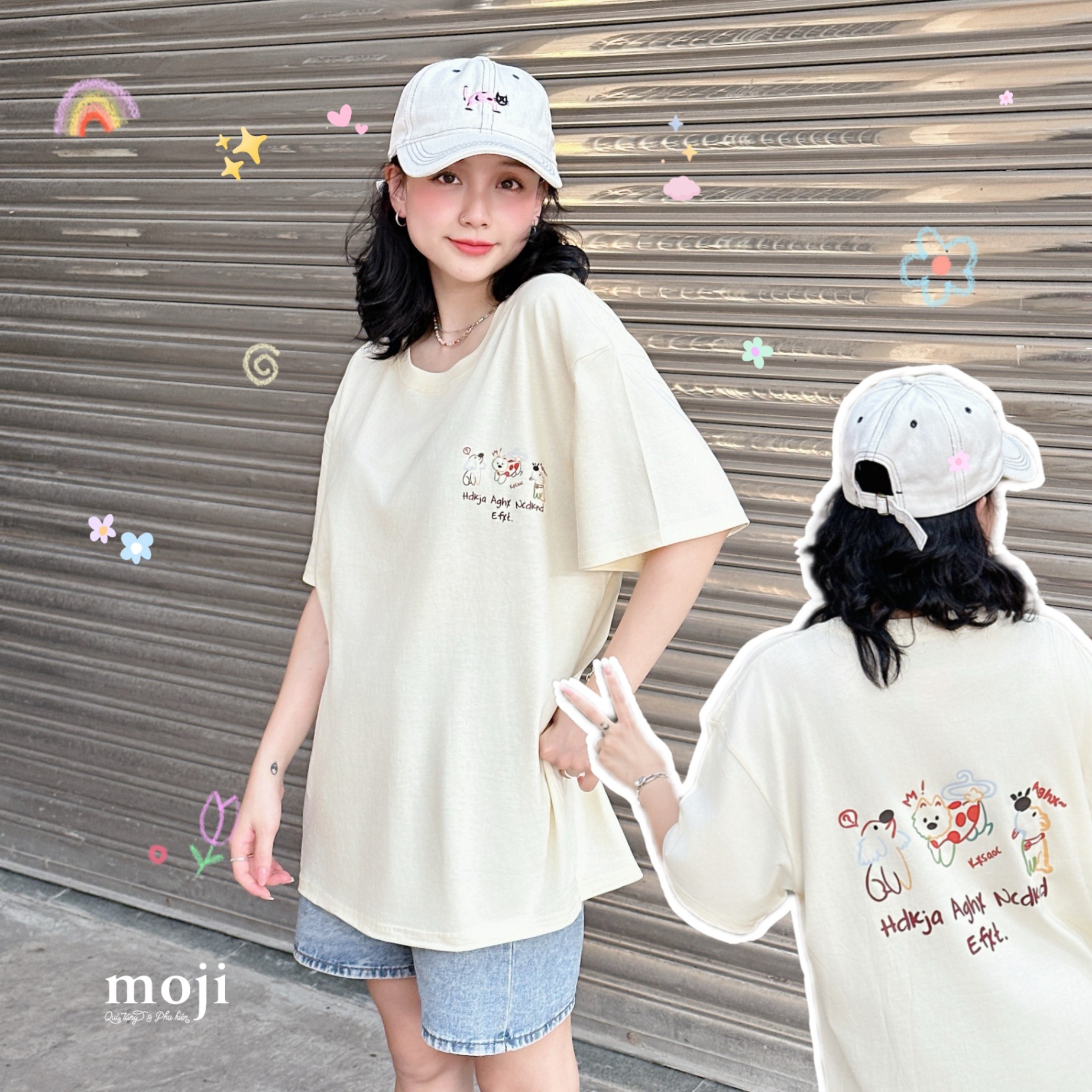 Áo thun áo phông MJ Cute dog viền phối màu