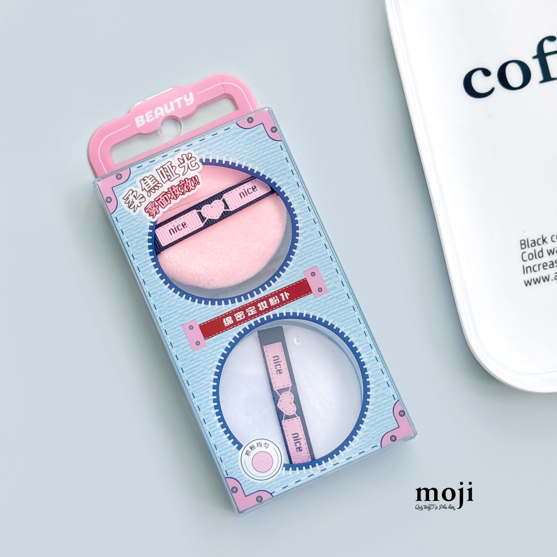 Bông phấn trang điểm Beauty nice heart set2