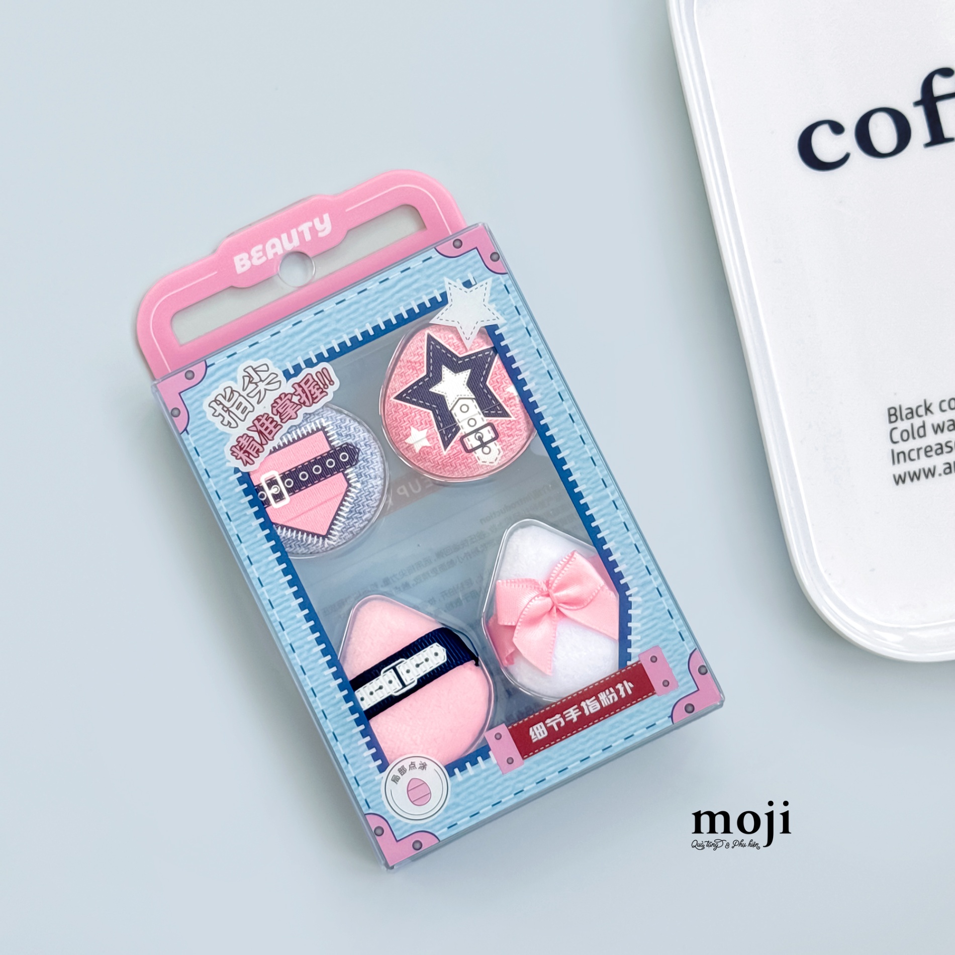 Bông phấn trang điểm Beauty denim style set4