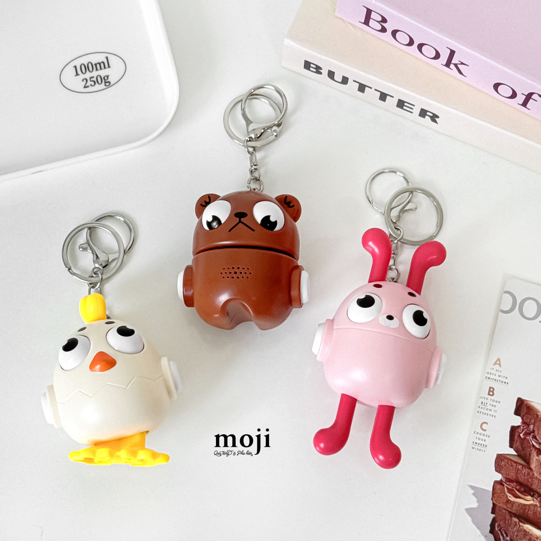 Móc khóa đồ chơi Cute animal thú cưng mắt to thay đổi biểu cảm