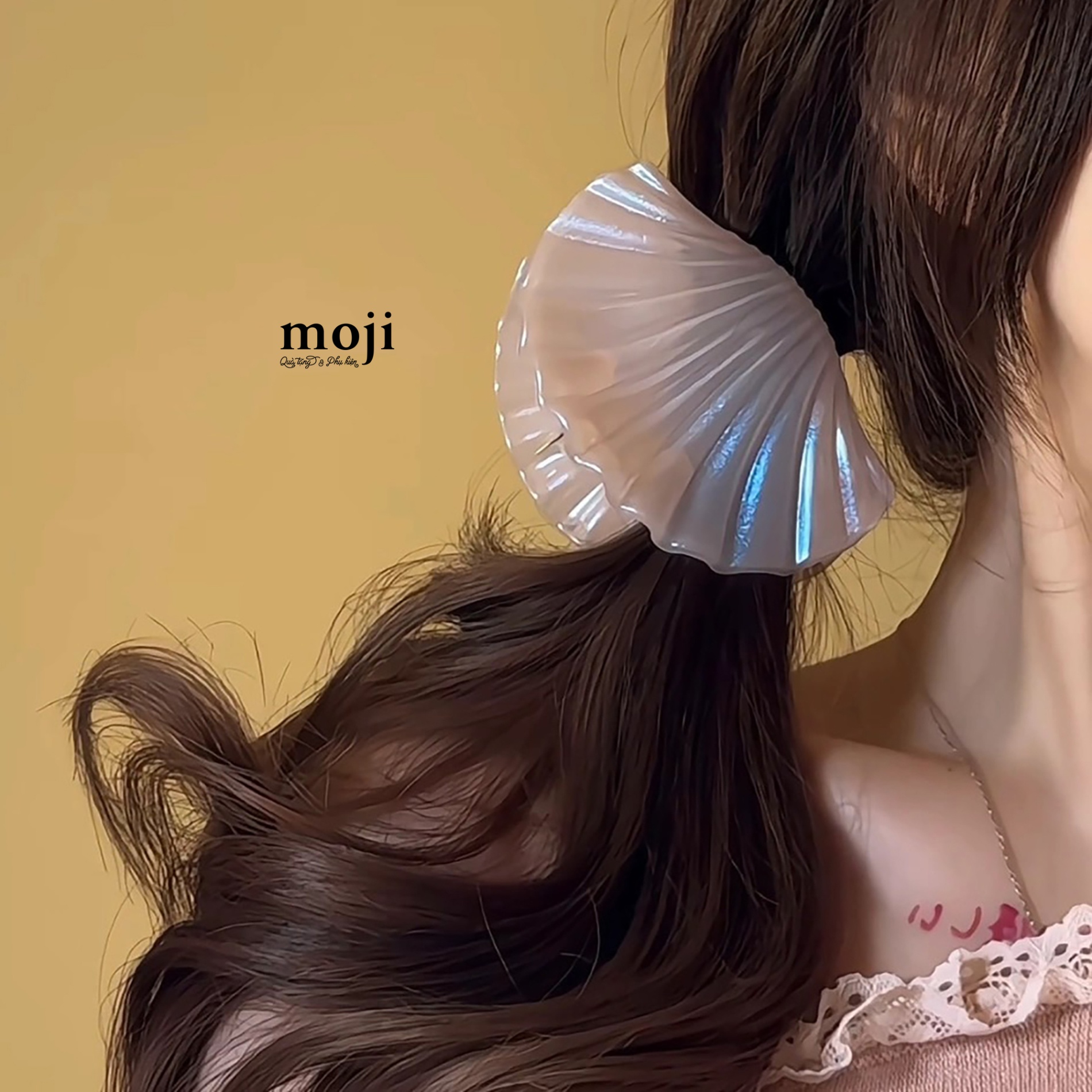 Kẹp tóc càng cua Vỏ sò lớn 1 màu trong suốt