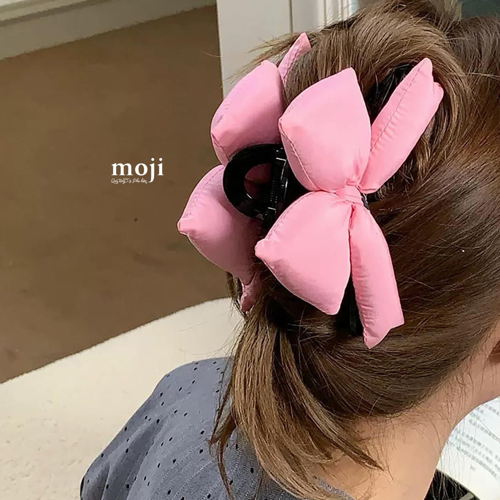 Kẹp tóc càng cua Puffy bow nơ 1 màu
