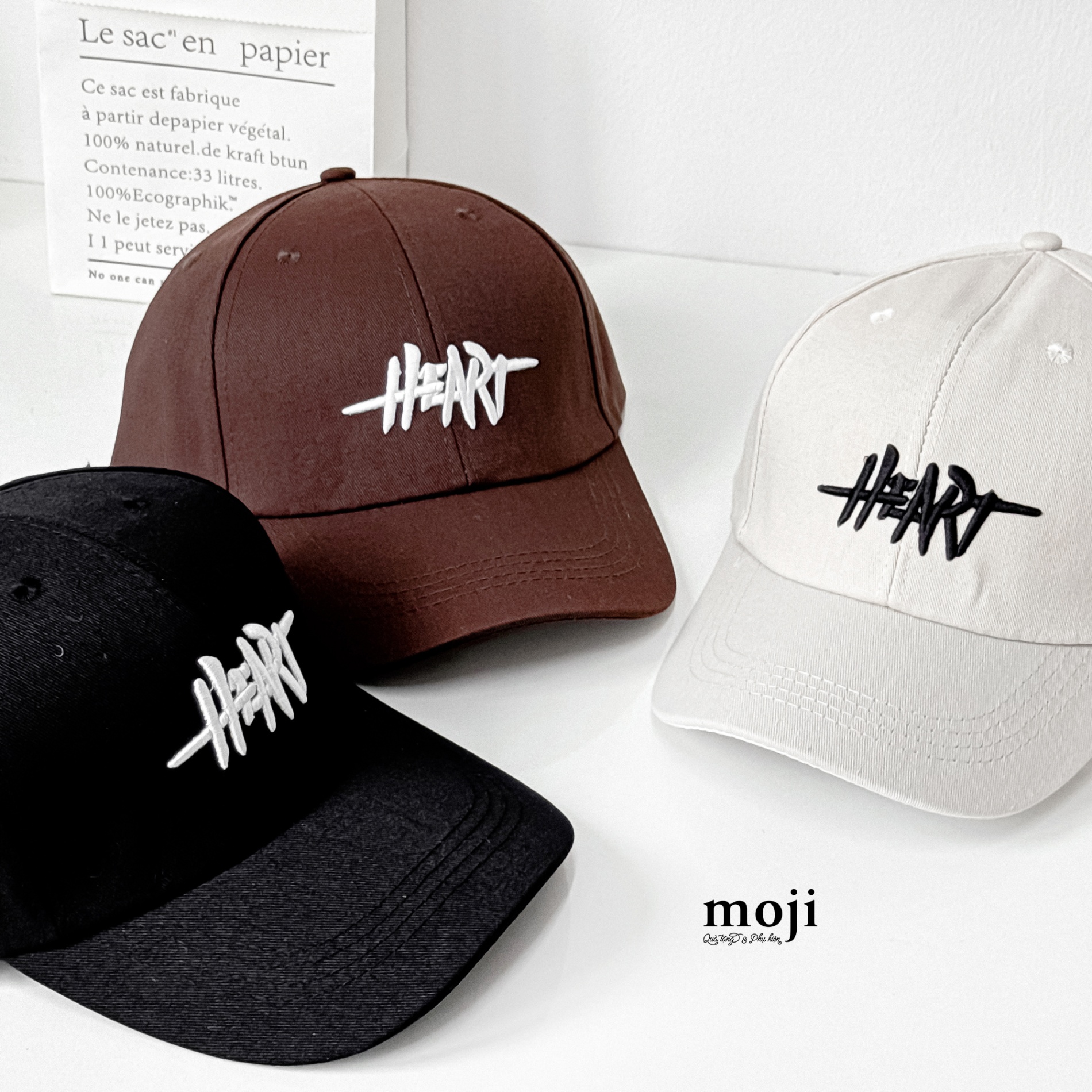 Mũ nón lưỡi trai Heart text nền màu