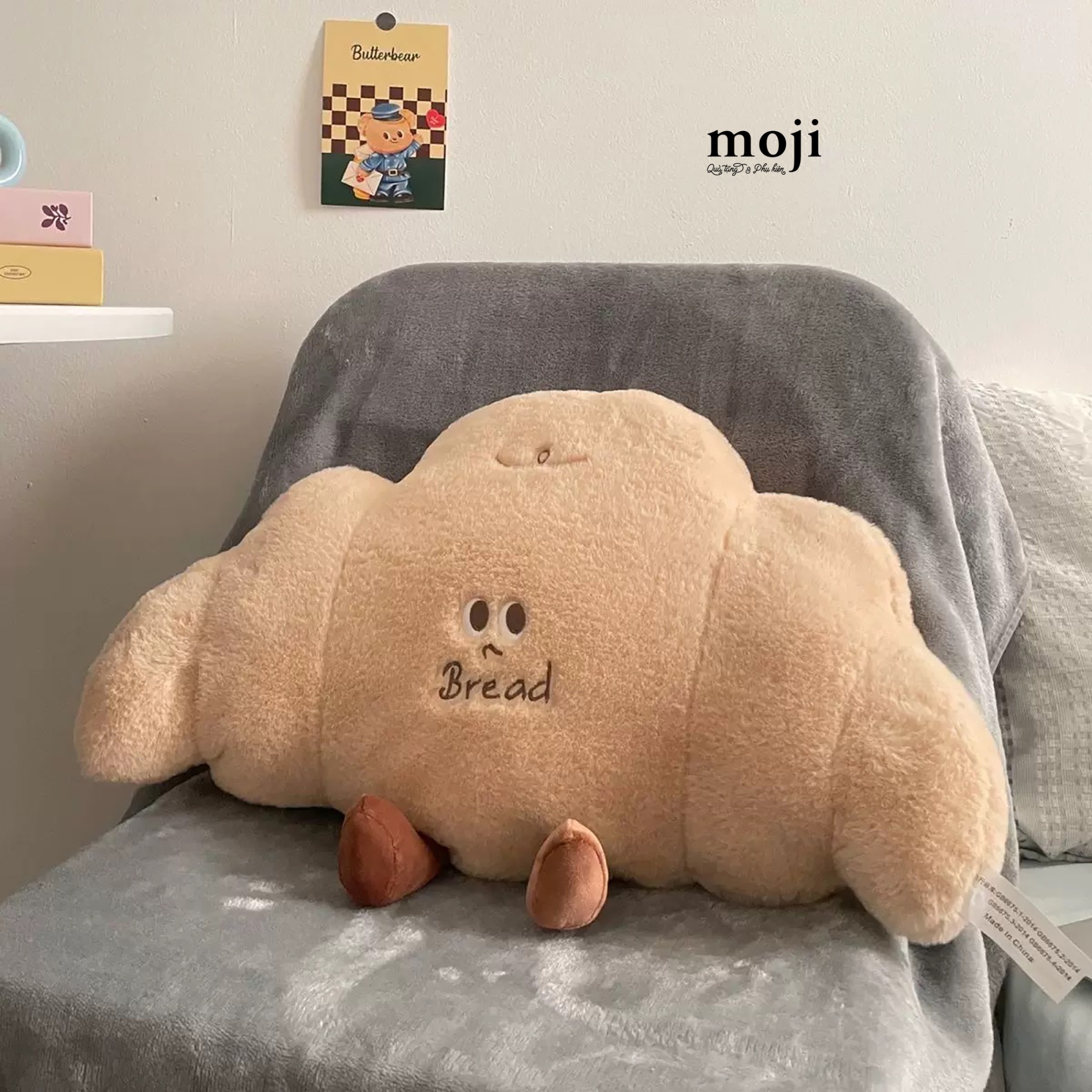 Bộ chăn gối 2in1 Croissant bánh sừng bò có chân bread 55x100x190
