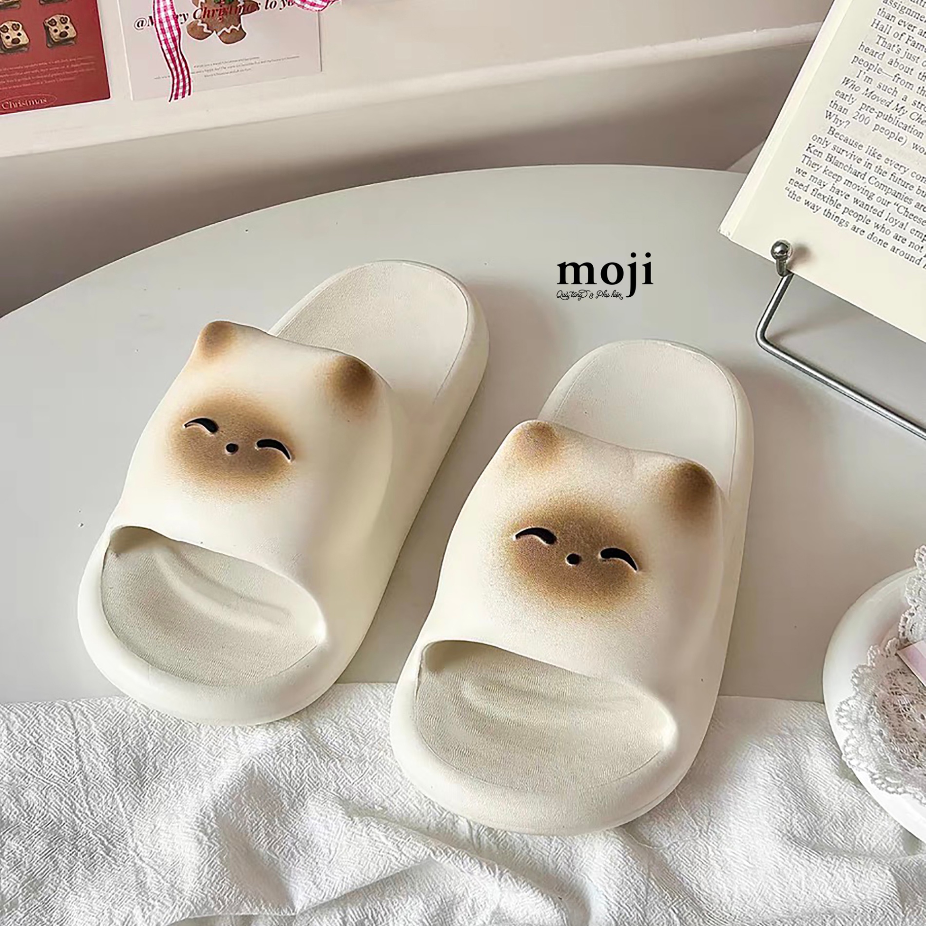 Dép quai ngang Mèo Xiêm Siamese Cat happy đế dày
