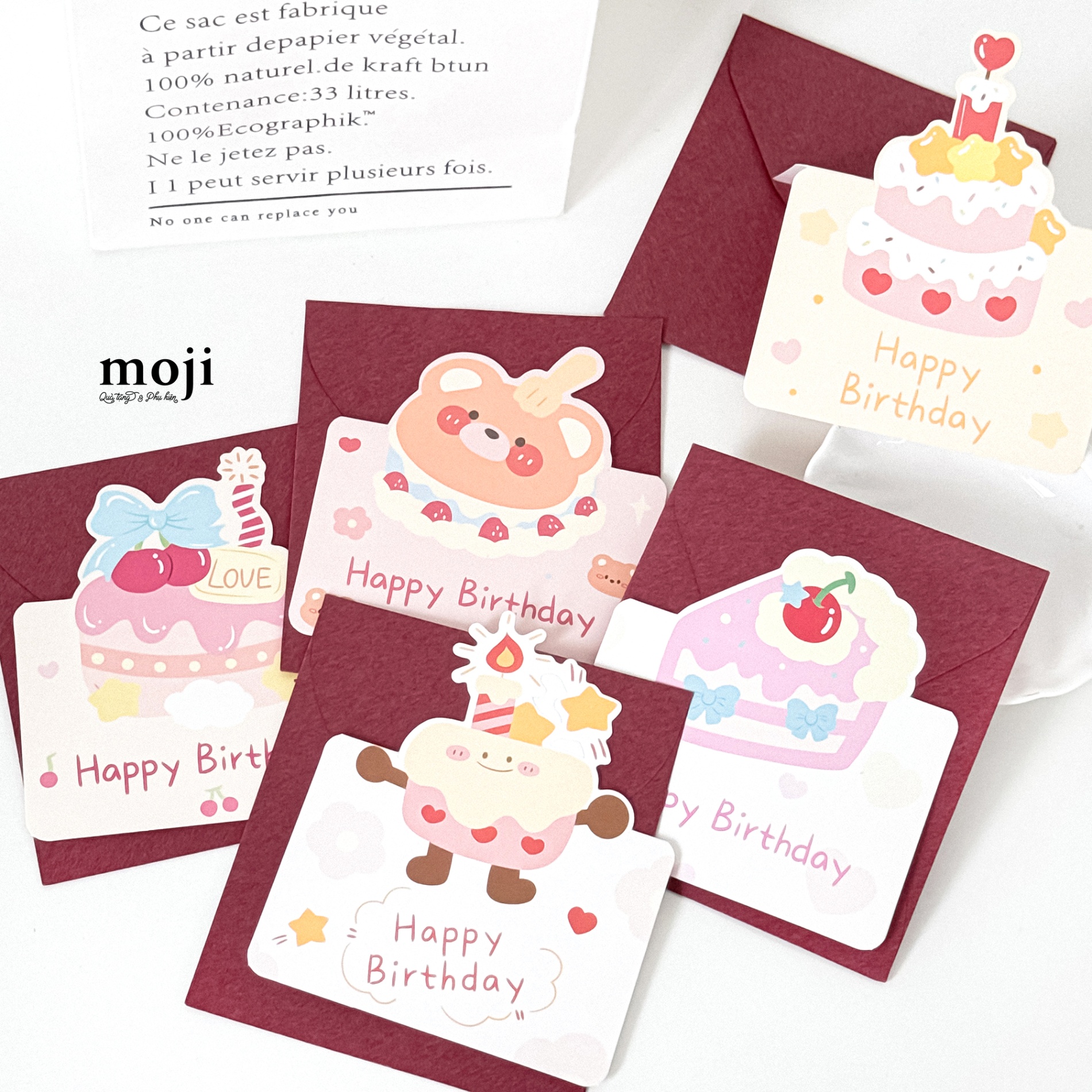 Thiệp cắt hình Happy birthday cake 10x12