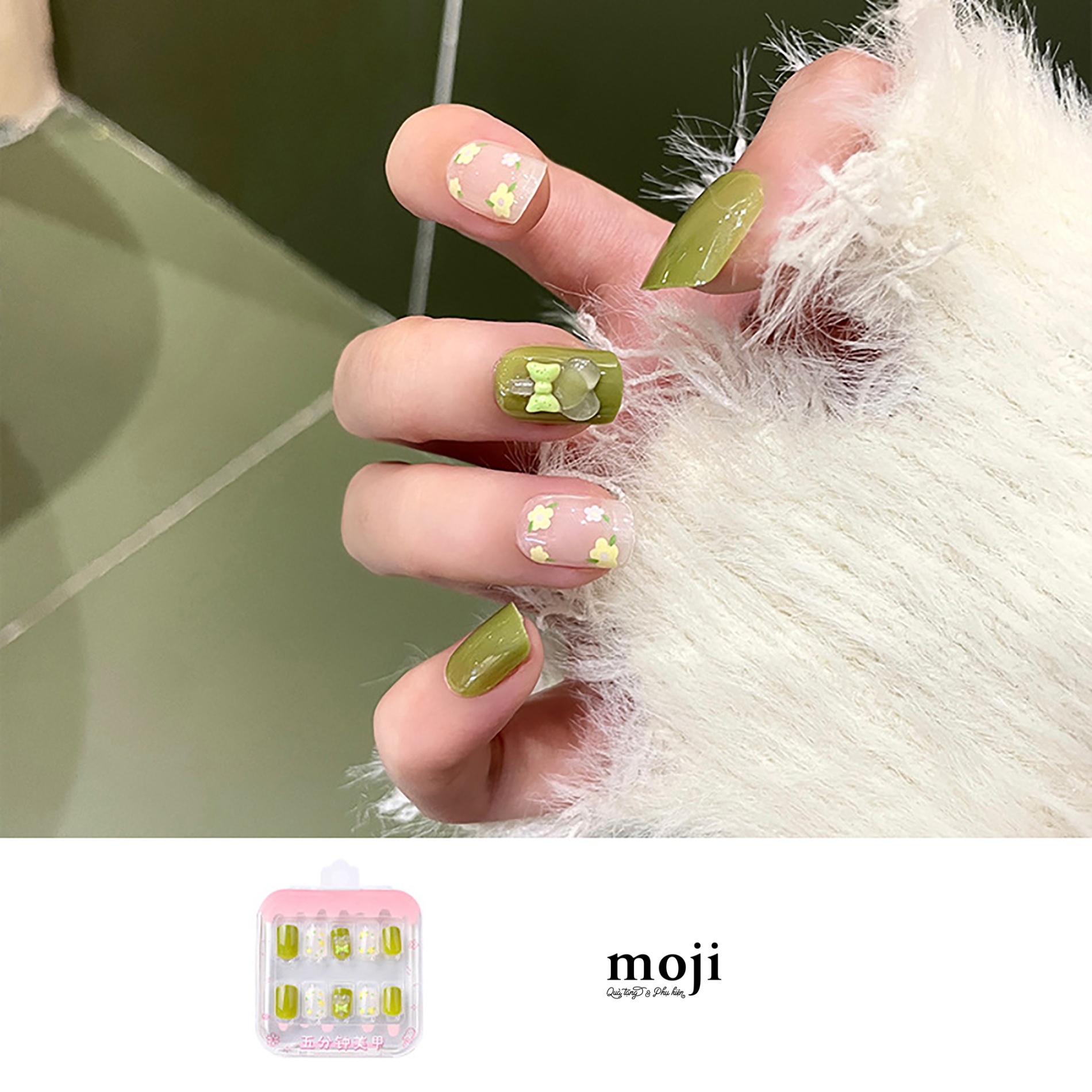 Móng tay giả đính chi tiết nổi Candy flower kèm keo CX206-07 set30