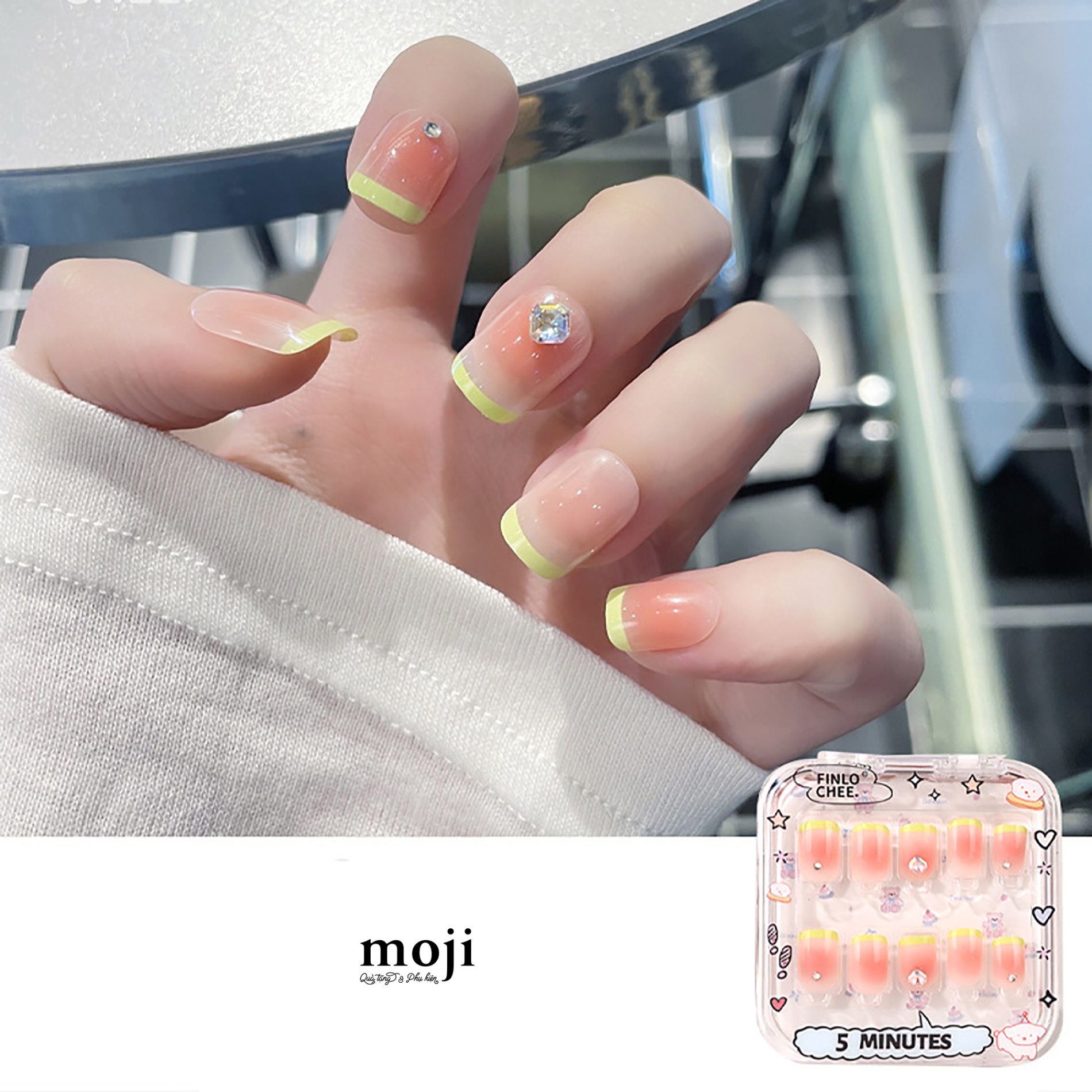 Móng tay giả đính chi tiết nổi French manicure basic kèm keo CX206-76 set30