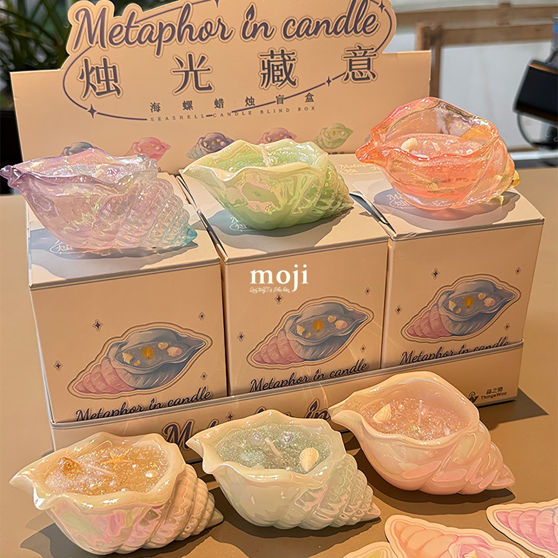 Blindbox nến thơm hũ Ocean vỏ ốc màu sắc