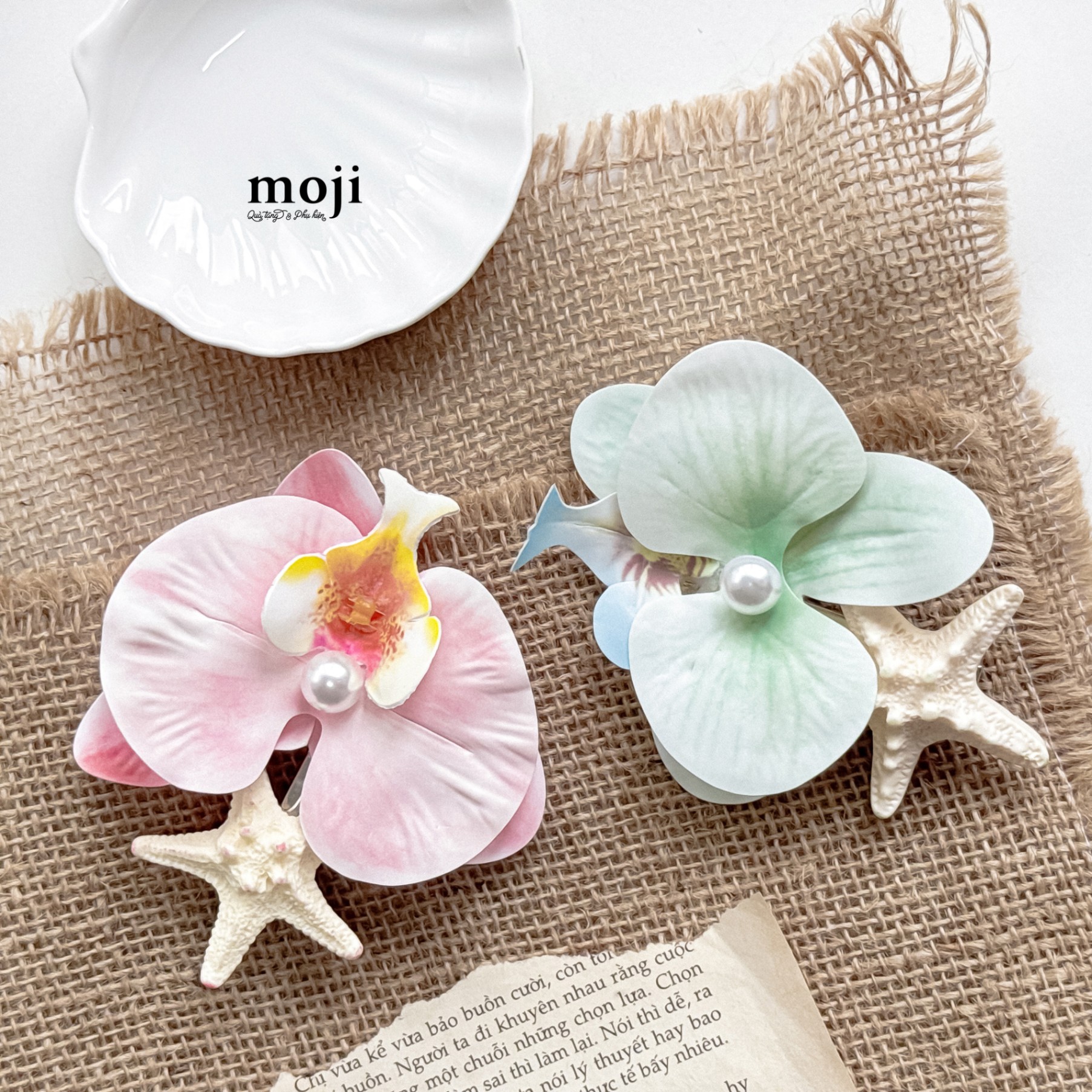 Kẹp tóc MJ Hoa lan ngọc trai sao biển