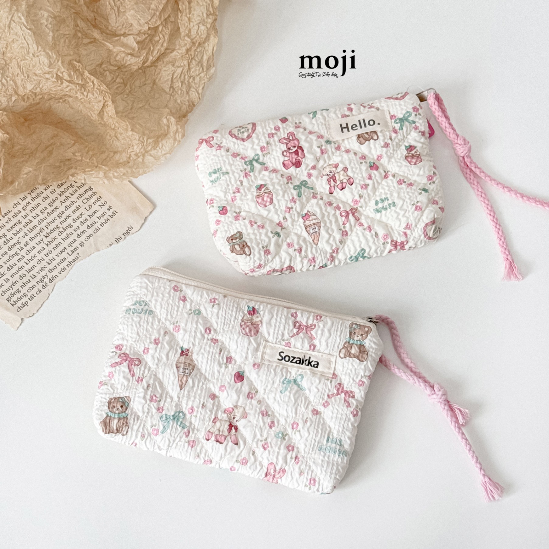 Túi đựng mỹ phẩm Cute animal doll house bow flower fruit ice cream 2x10x16