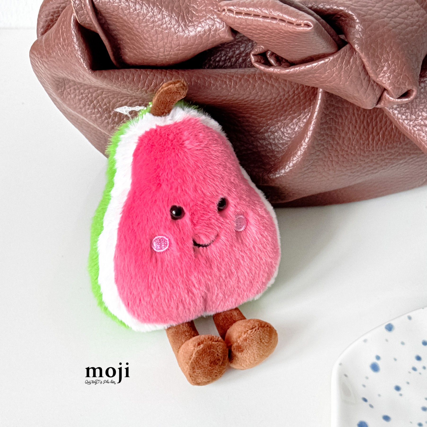 Móc khóa nhồi bông Happy fruit guava quả ổi ruột đỏ chân dài