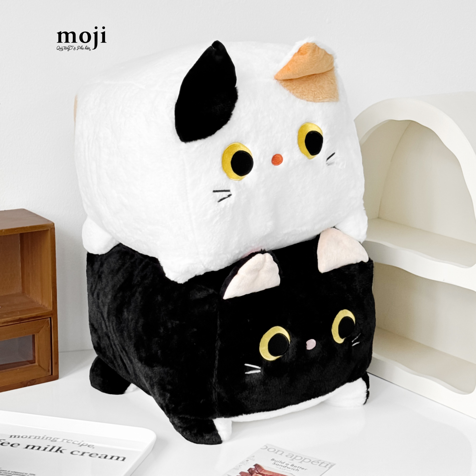 Gấu bông MJ Cat mèo béo dáng vuông có tai 40cm