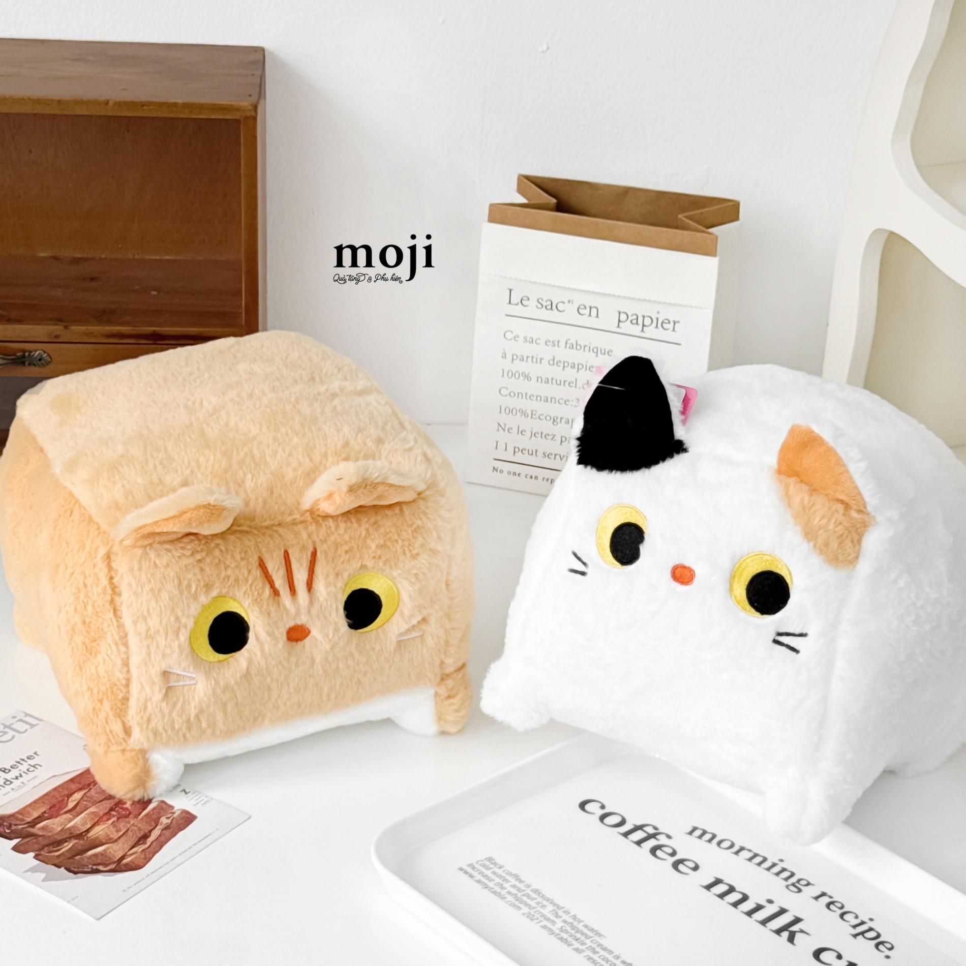 Gấu bông MS Cat mèo béo dáng vuông có tai 25cm