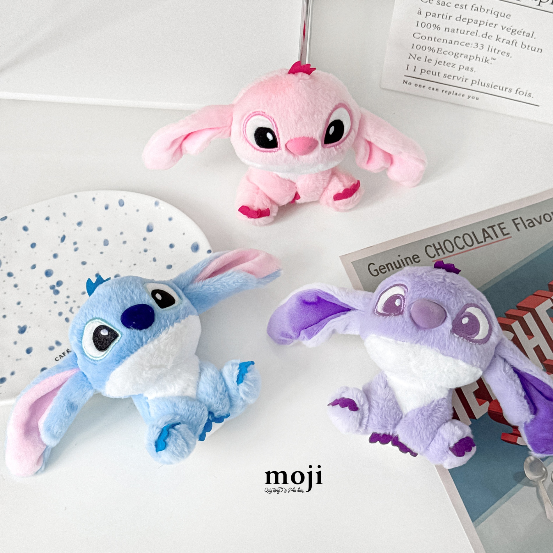 Móc khóa nhồi bông Stitch Angel basic ngồi