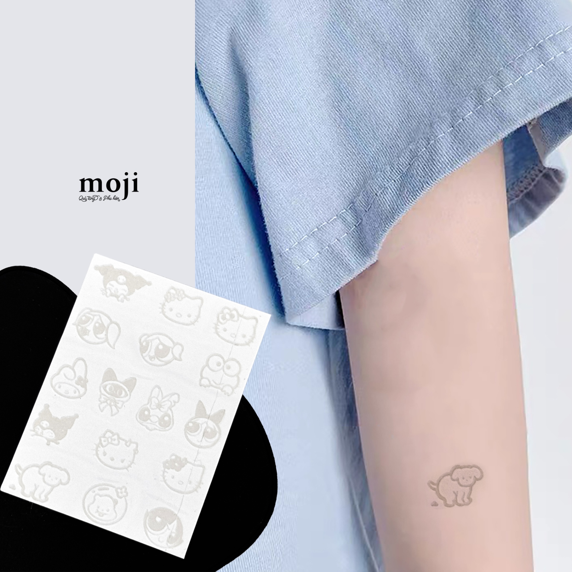 Tattoo Sanrio family animal viền đen F42