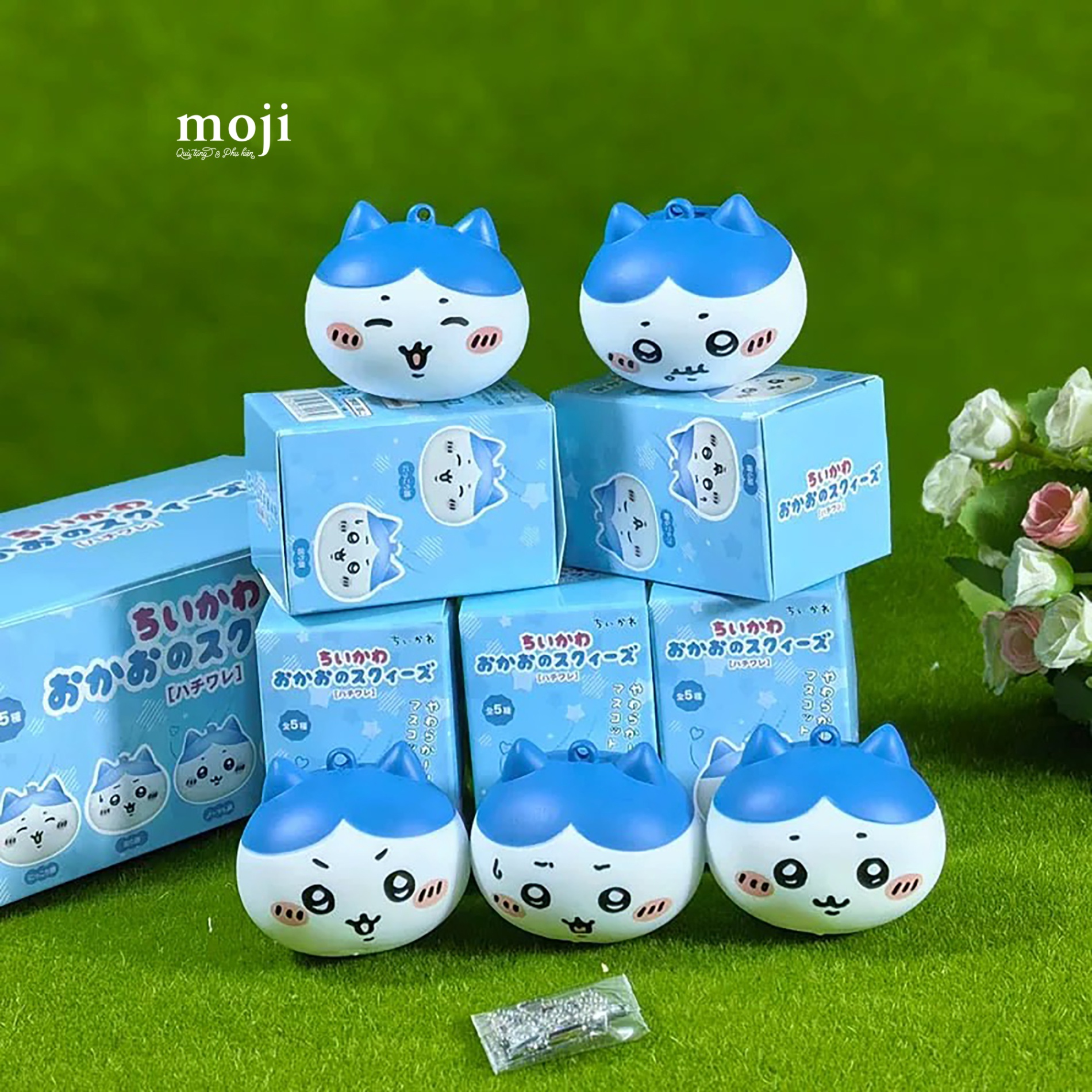 Blindbox móc khóa Chiikawa Hachiware face biểu cảm có tai