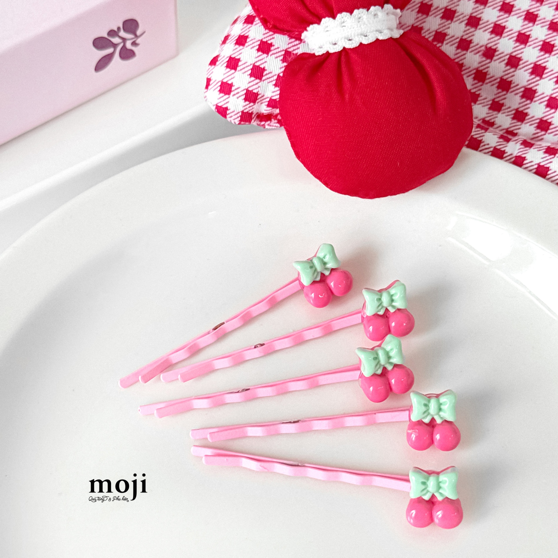 Kẹp tóc kẹp tăm Fruit cherry bow set5