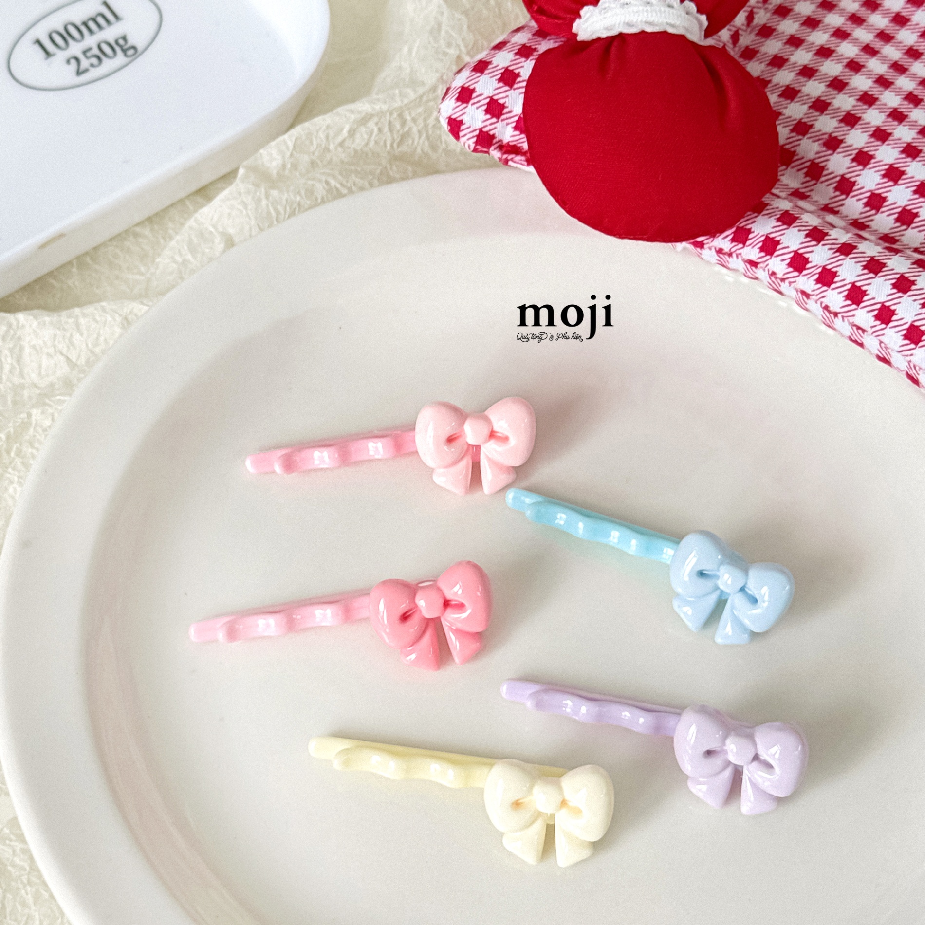 Kẹp tóc kẹp tăm Bow nơ màu sắc set5