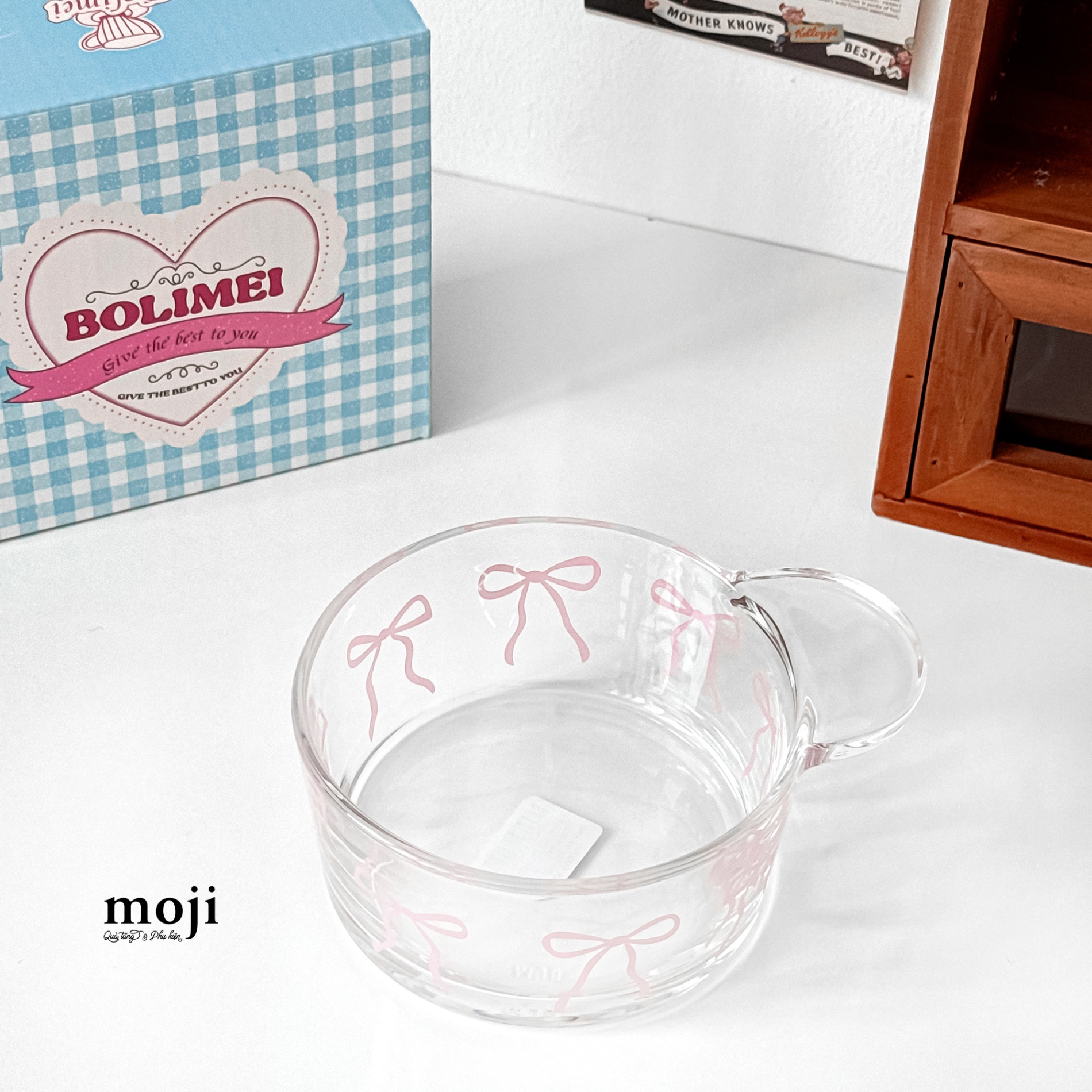 Chén bát thuỷ tinh Bow nơ dây dài 12cm