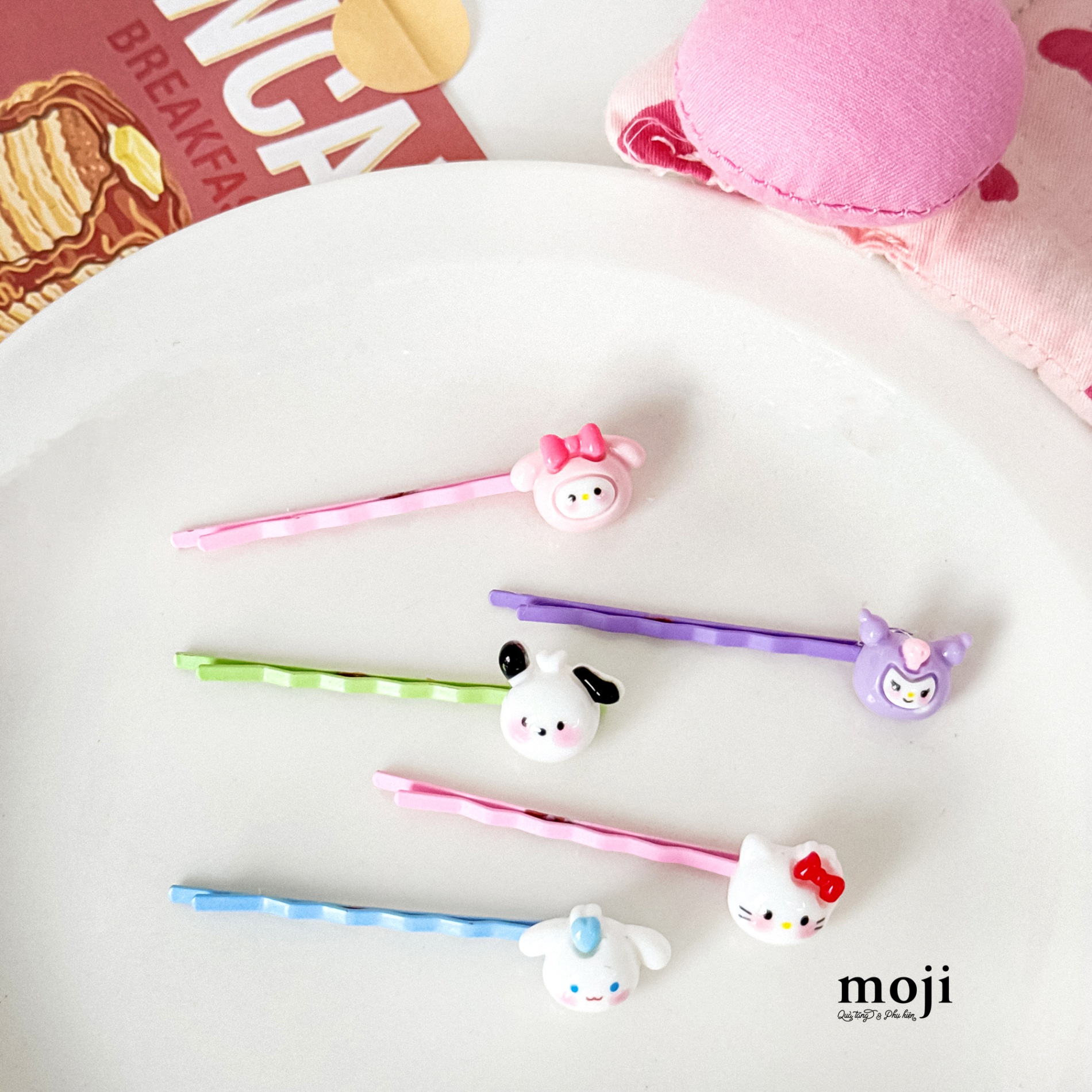 Kẹp tóc kẹp tăm Sanrio family face đầu tròn set5