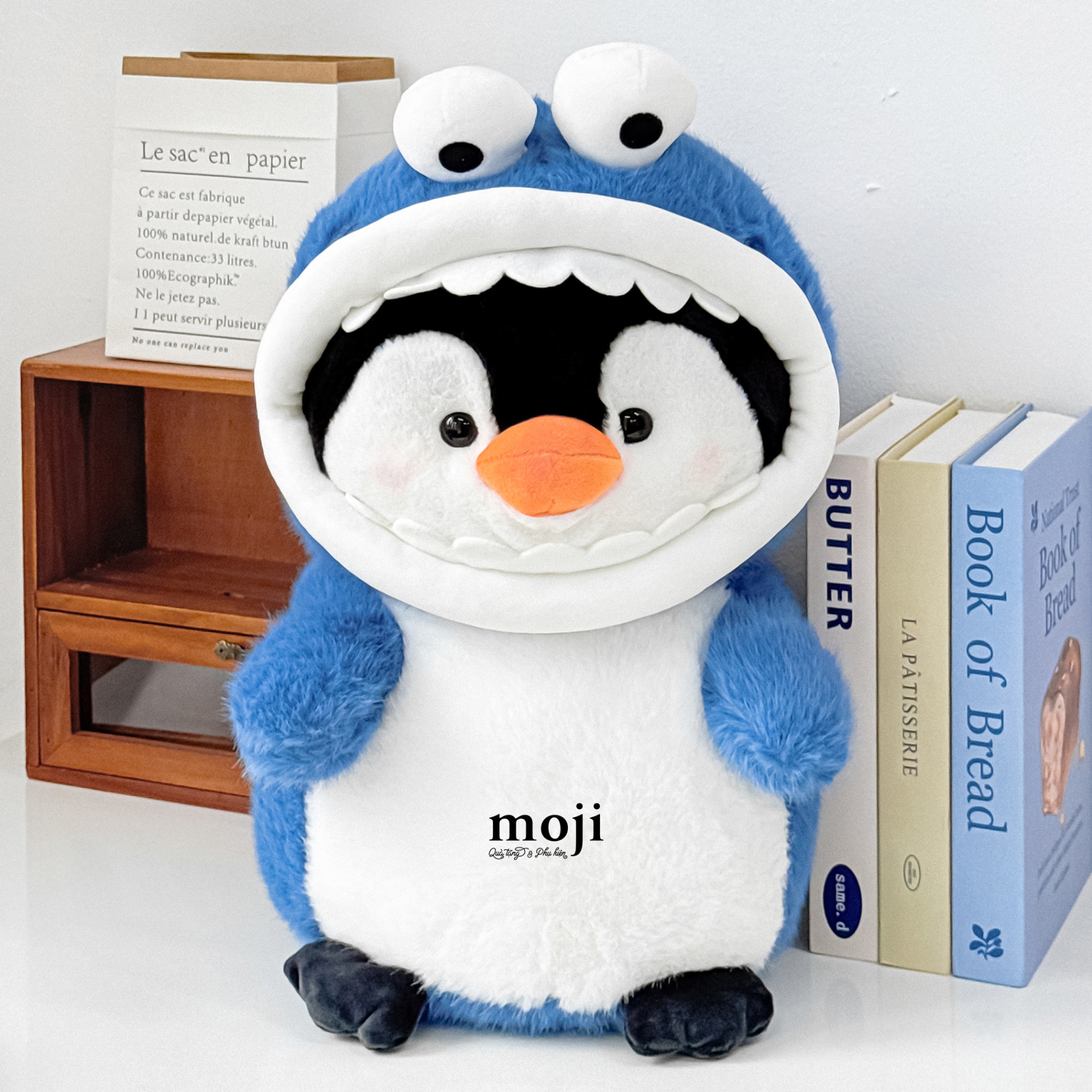 Gấu bông MJ lớn Penguin chim cánh cụt cosplay shark cá mập 50cm