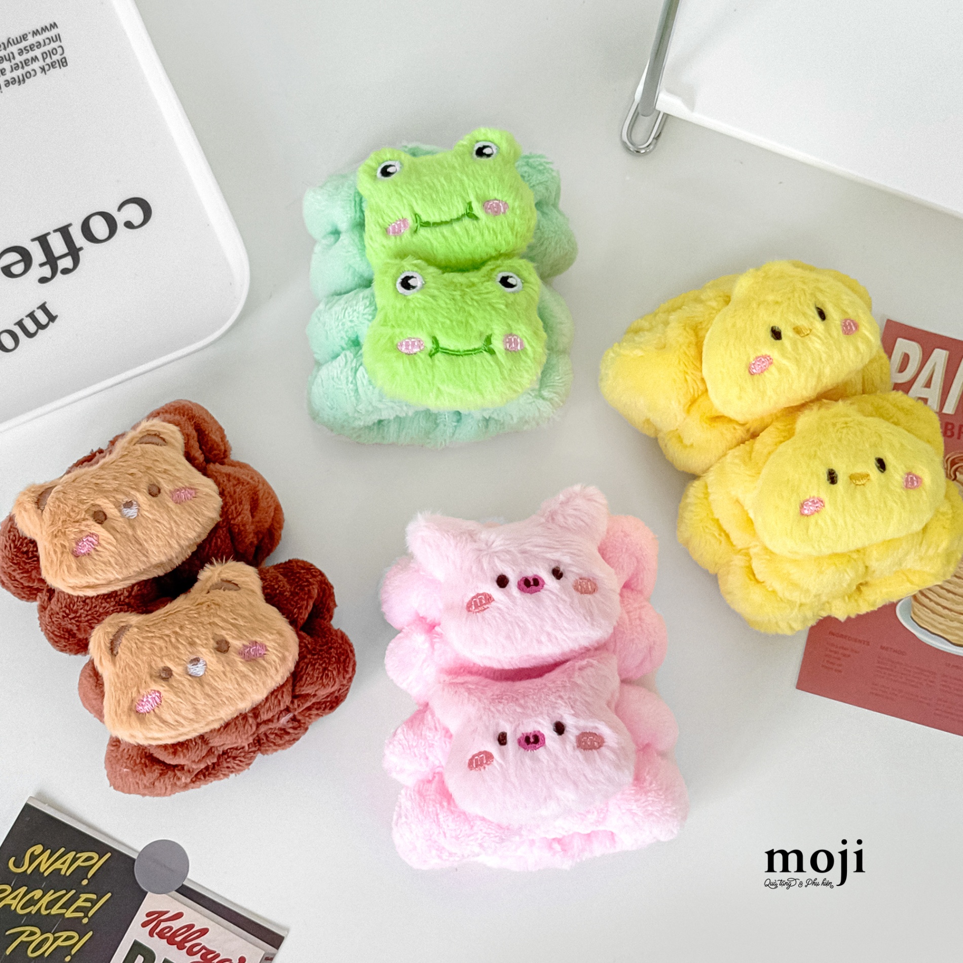Băng đô cổ tay Cute animal face má hồng set2