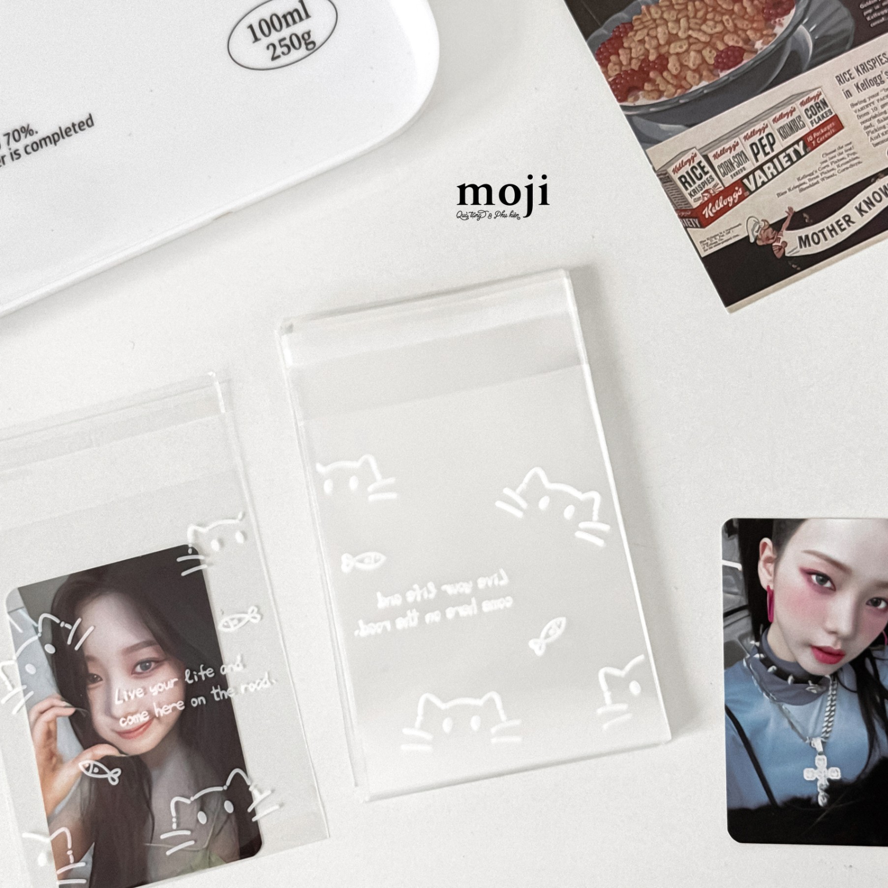 Sleeve đựng card dán Cute cat face live your life 8x10 set50