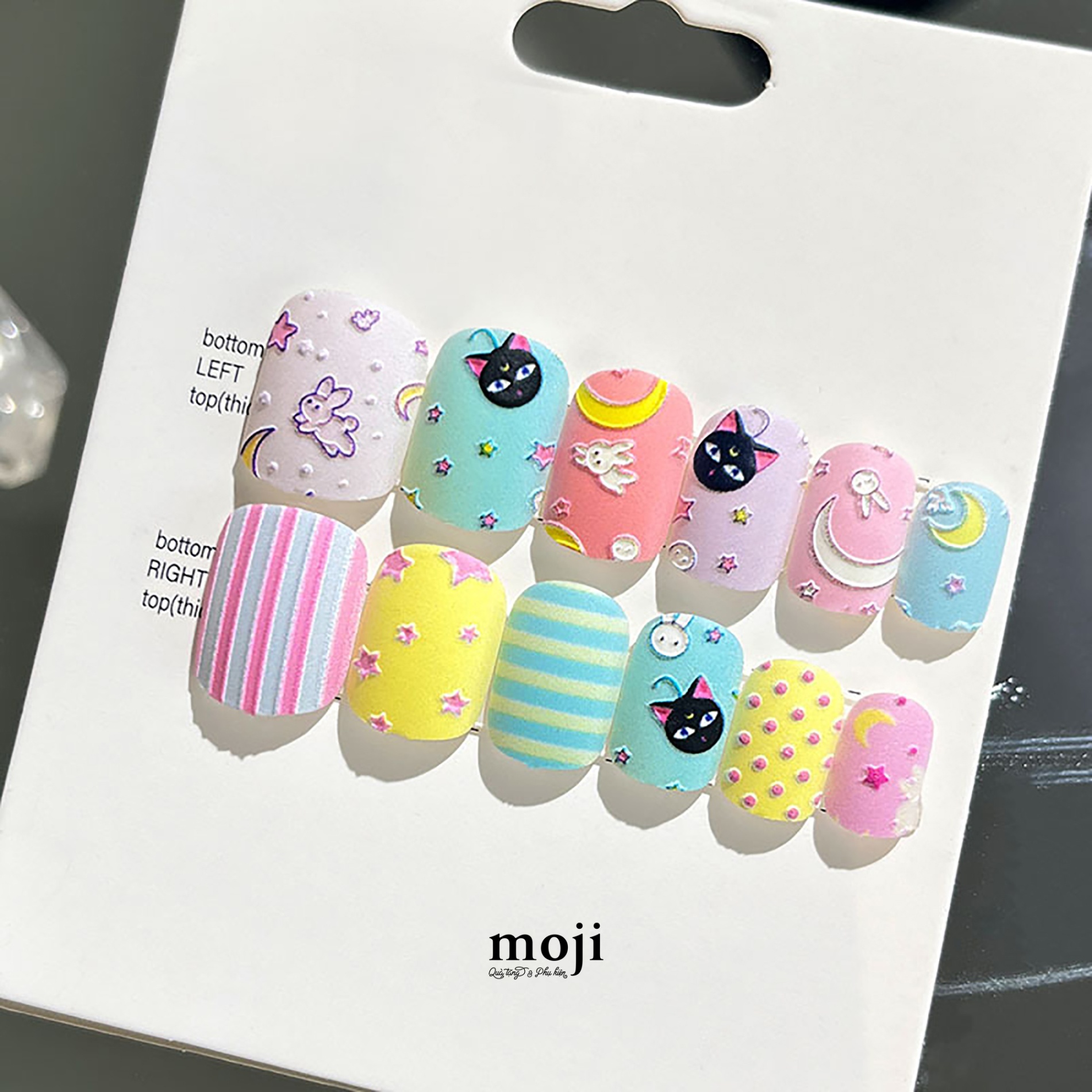 Móng tay giả Sailor Moon Luna cat rabbit kèm keo PNT-170-07 set24