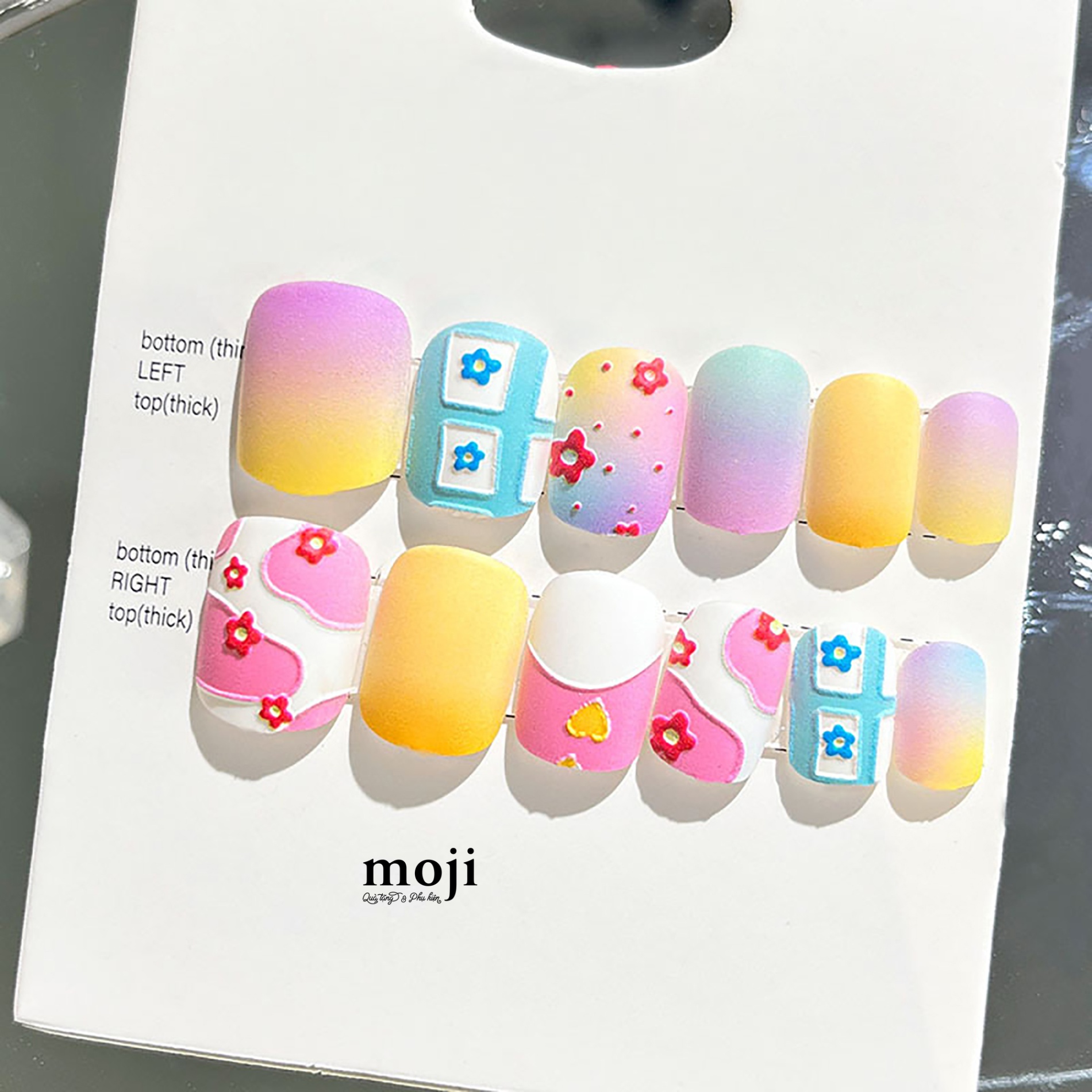 Móng tay giả Flower heart gradient color kèm keo PNT-170-10 set24
