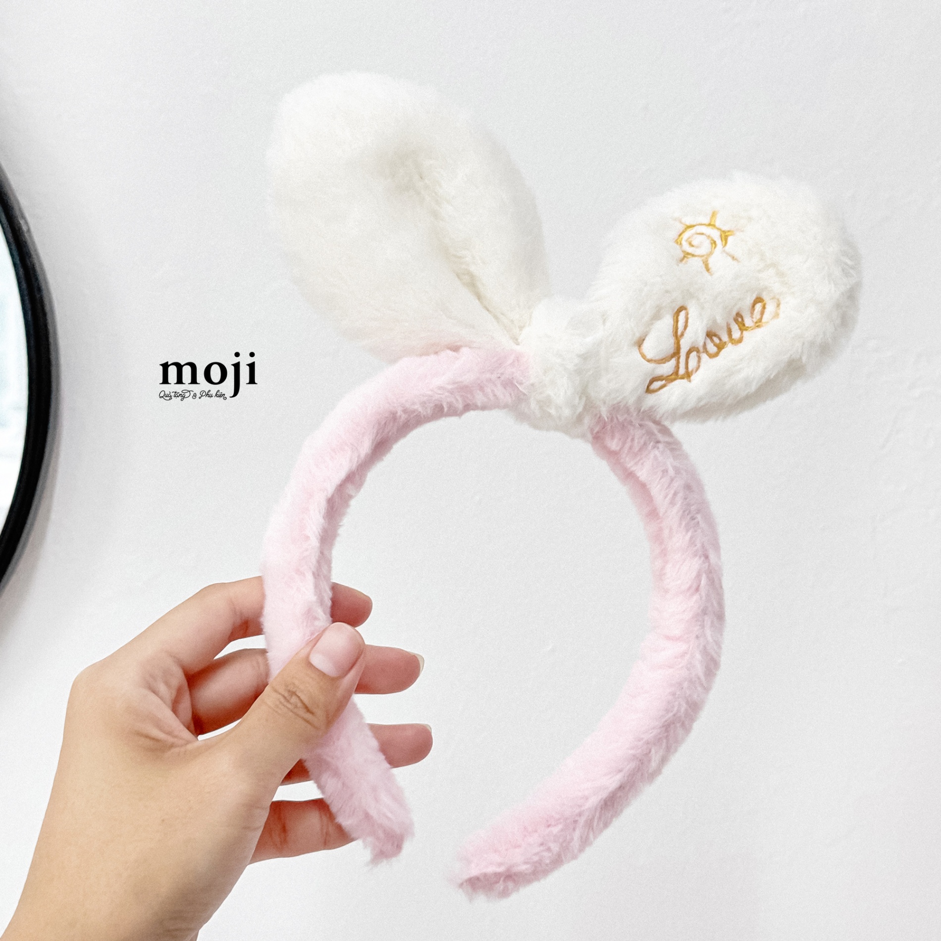 Băng đô bờm lông xù Nơ lớn phối màu LOVE