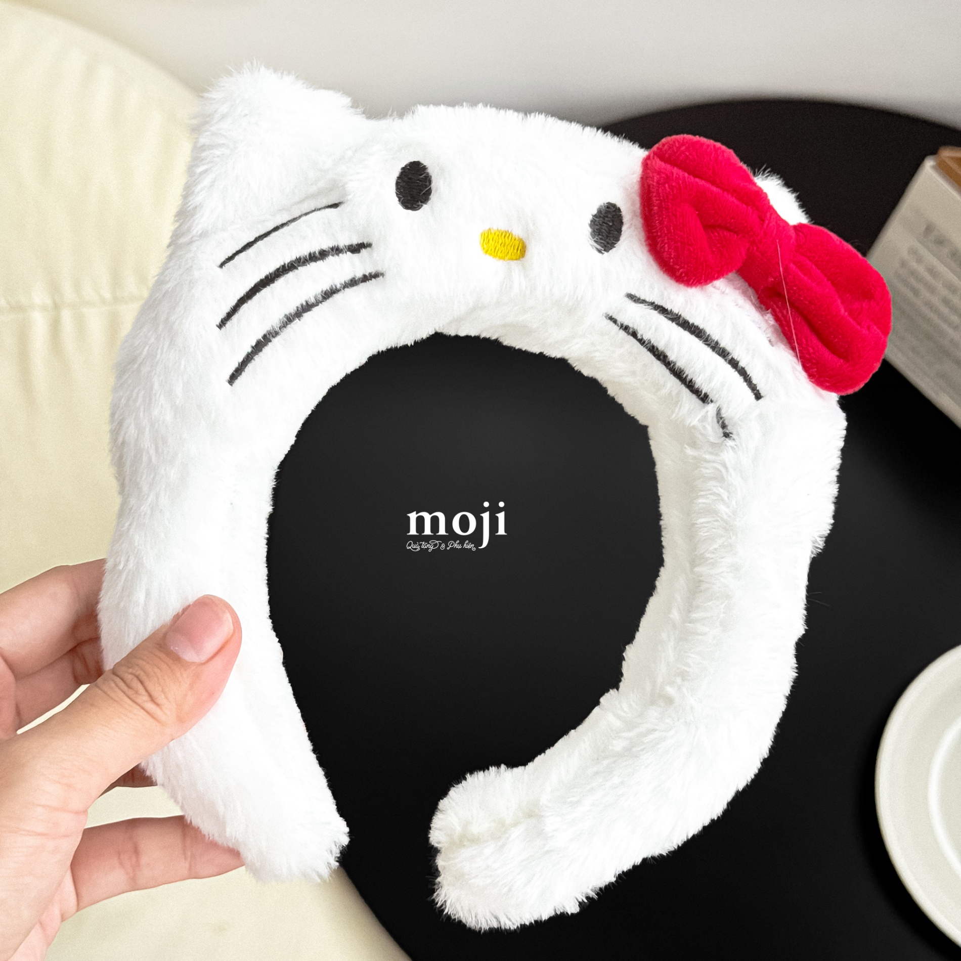 Băng đô bờm Sanrio family Hello Kitty face có tai viền lượn sóng