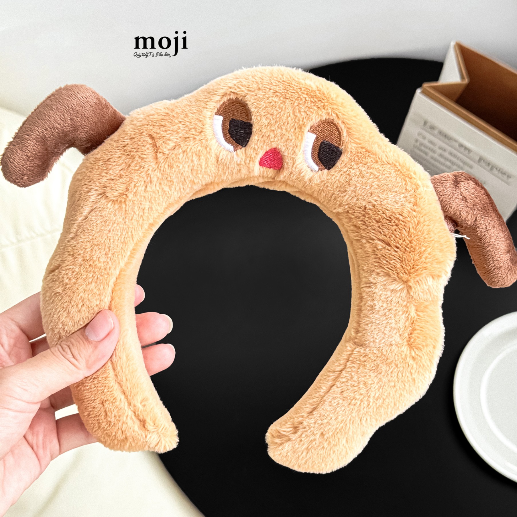 Băng đô bờm Cute dog face biểu cảm có tai viền lượn sóng