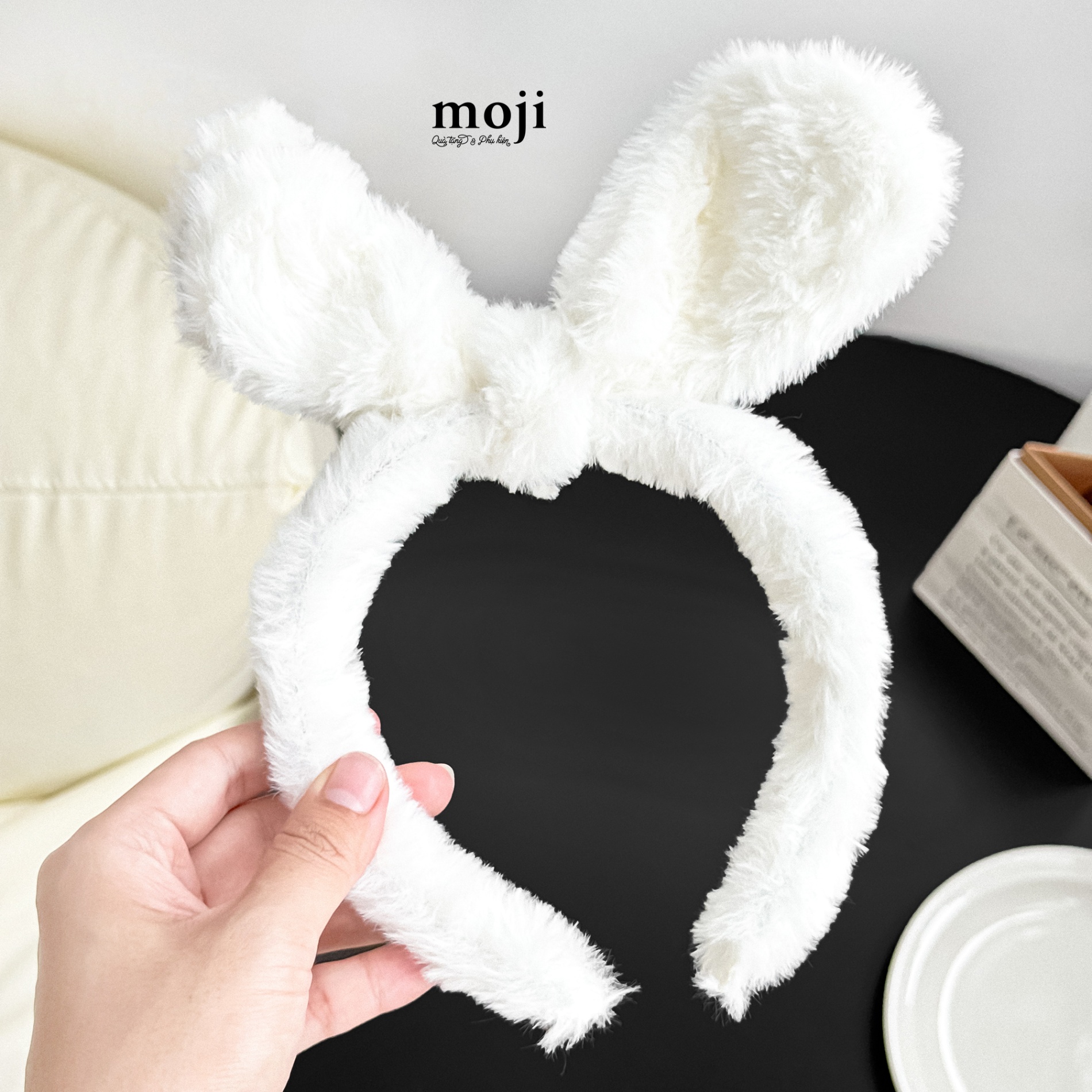 Băng đô bờm lông xù Nơ lớn thắt nút 1 màu